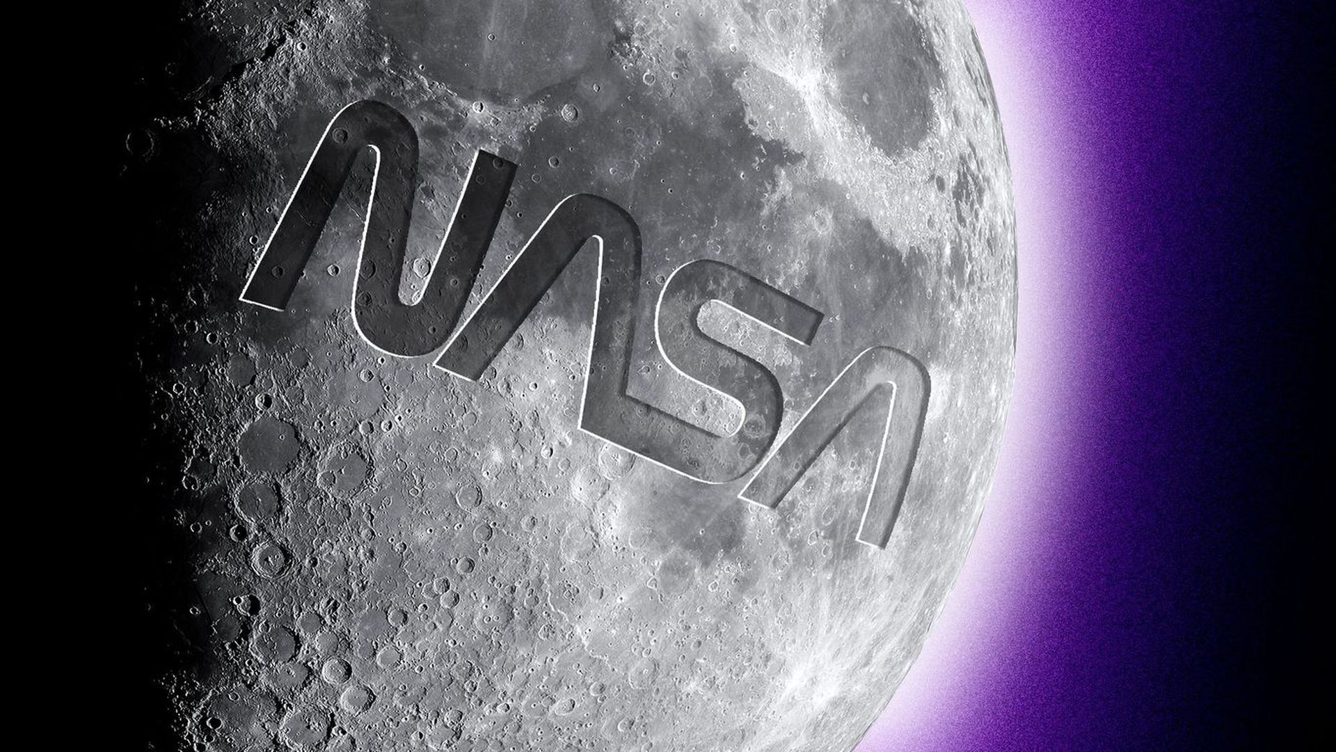 An artist's rendering of the NASA logo on the lunar surface.