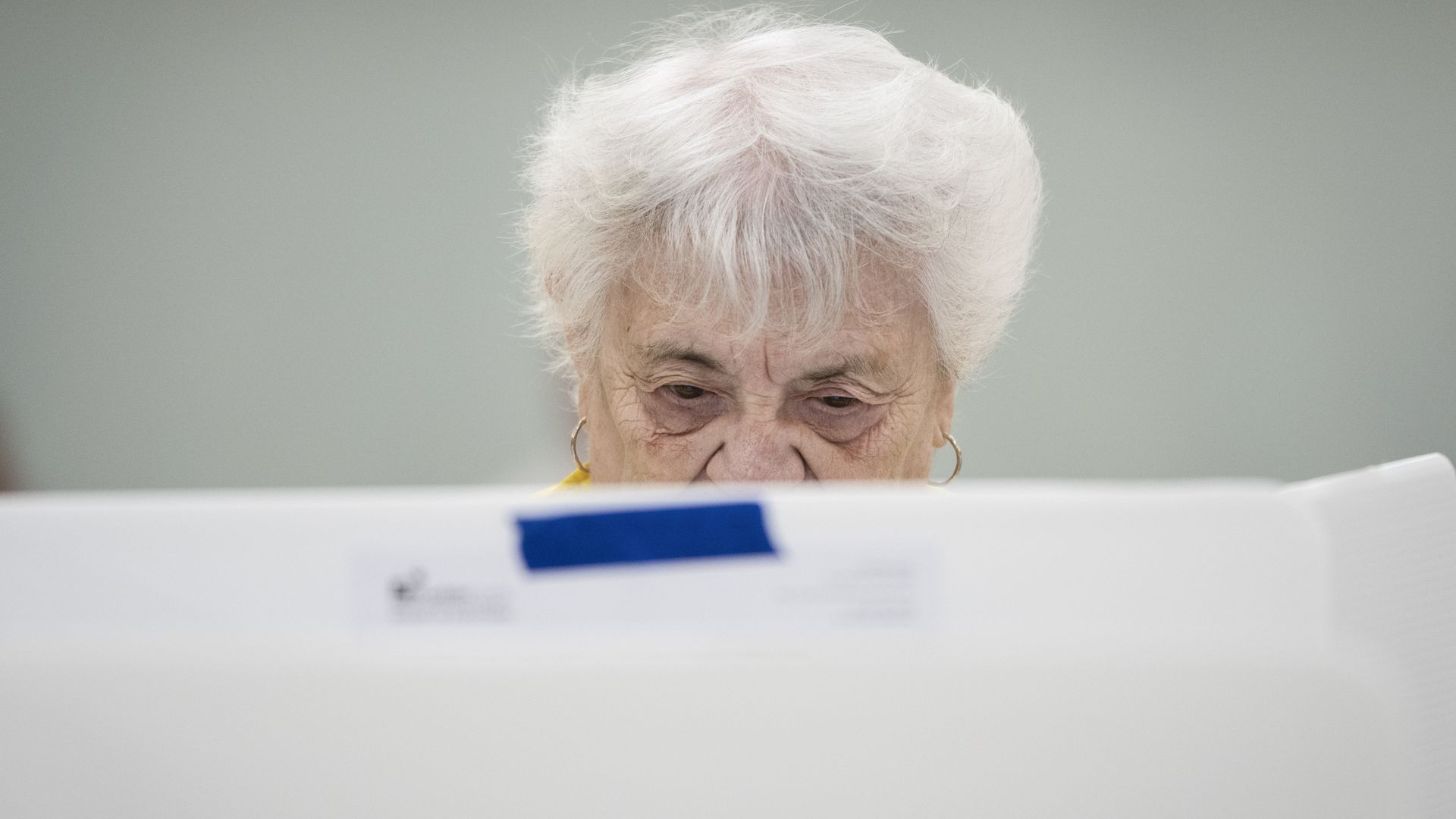 A woman casts a ballot in Ohio.