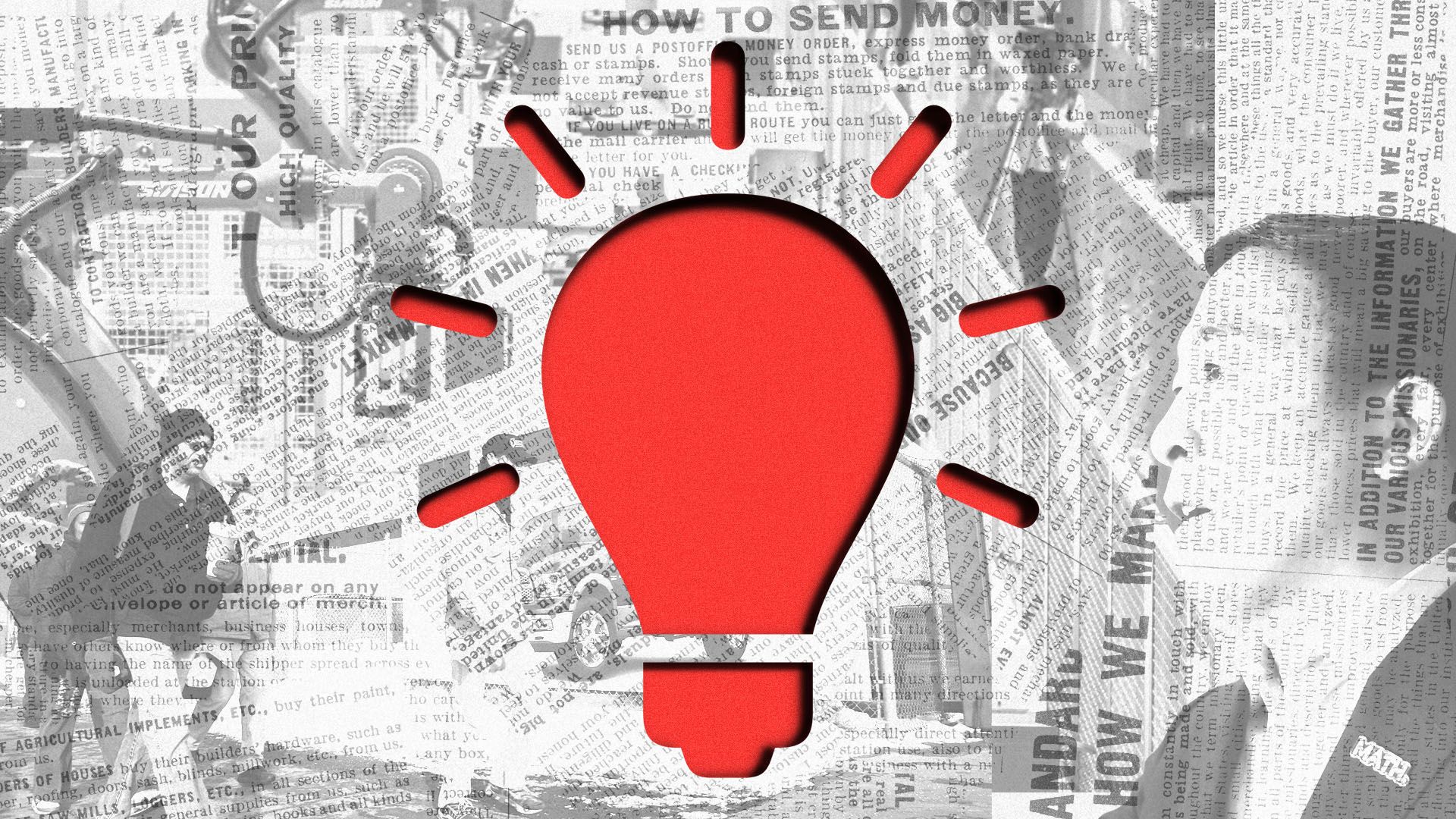 Photo illustration of a robot & automation digital workshop, a group of Detroit autoworkers, and Democratic presidential candidate Andrew Yang