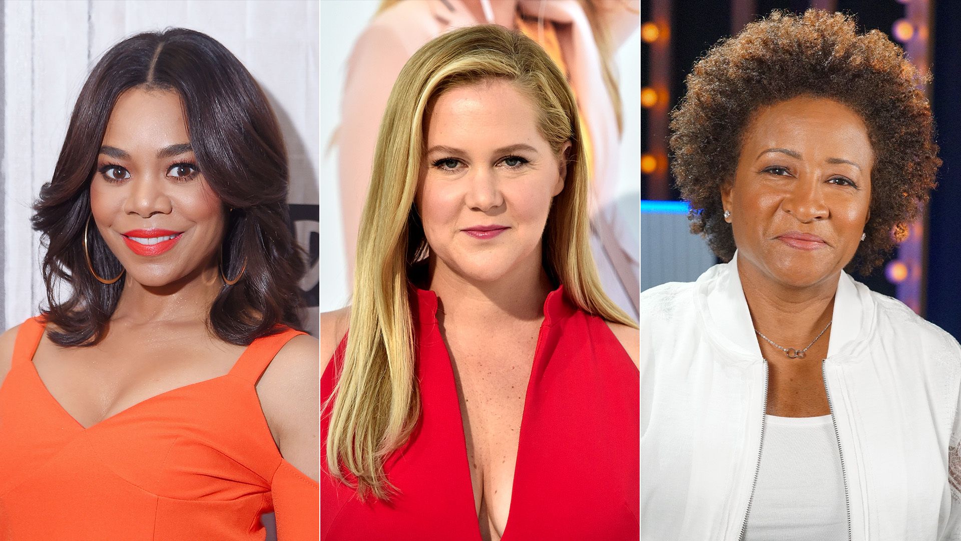 Picture collage of Regina Hall, Amy Schumer and Wanda Sykes