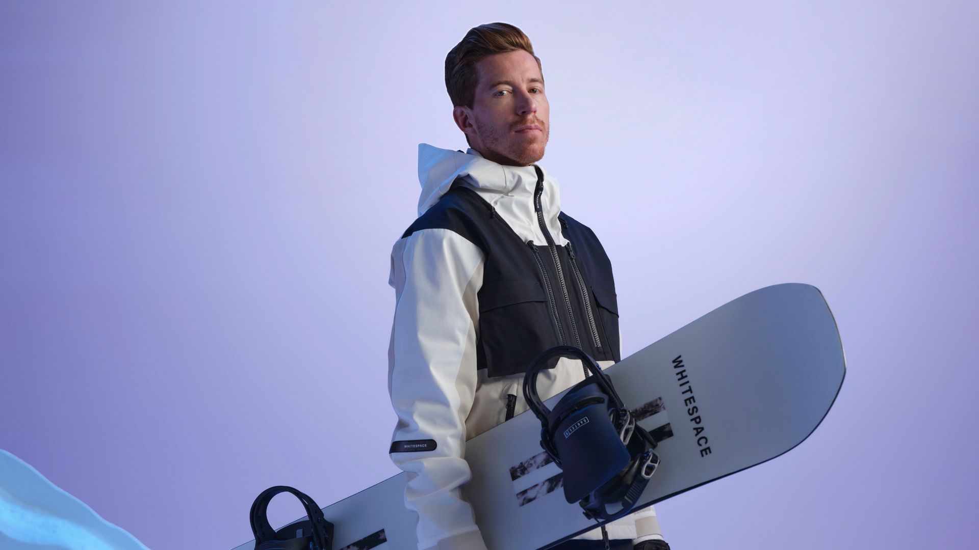 Olympic snowboarder Shaun White is outfitted in Whitespace branded gear.