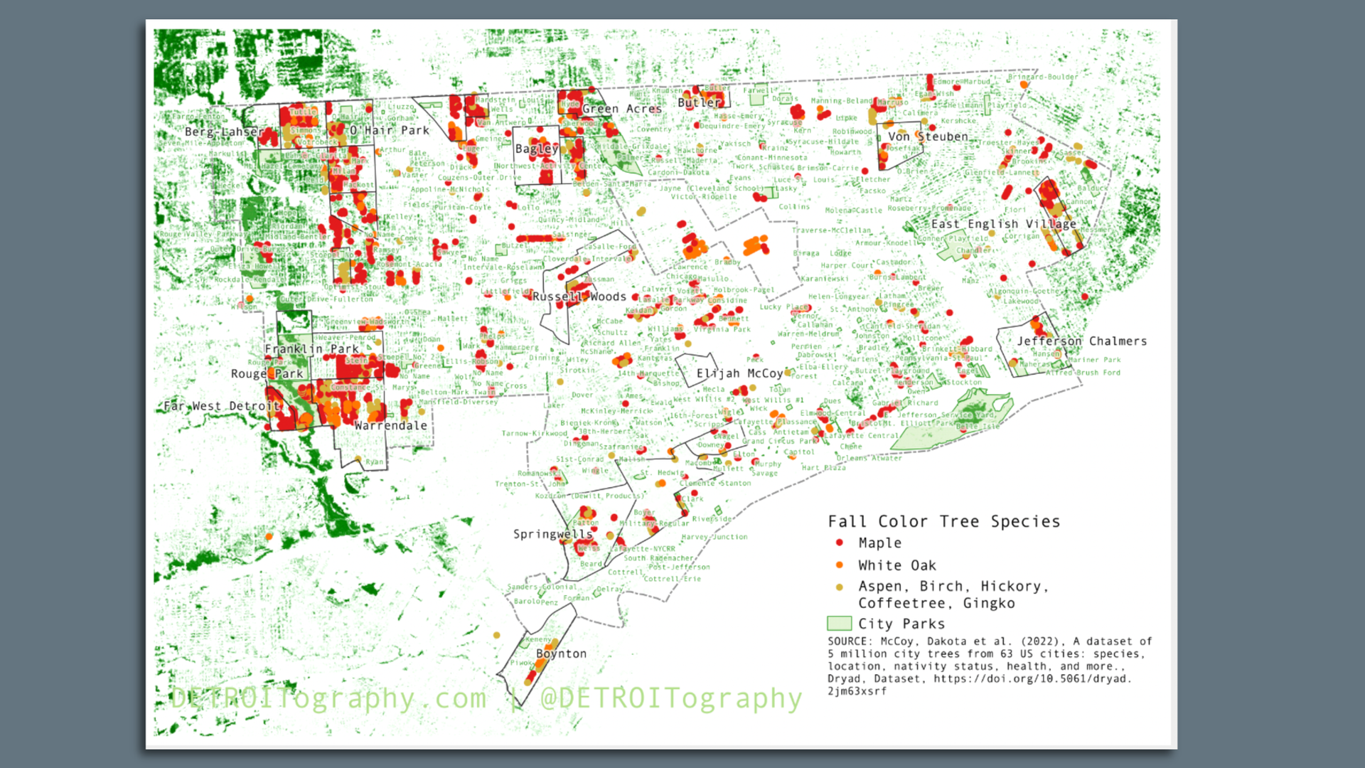 Detroitography map of Detroit's fall colors