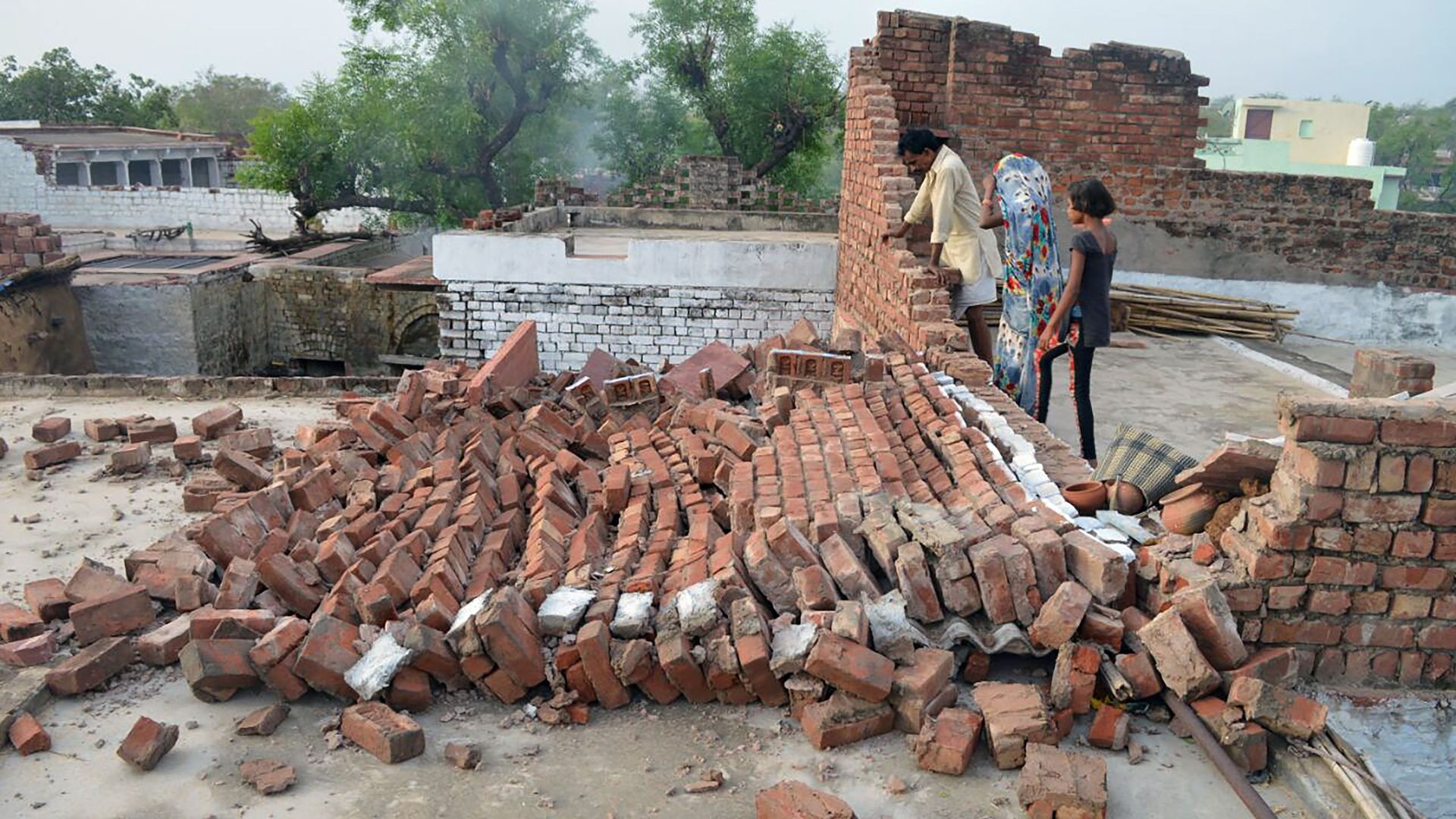 A collapsed wall