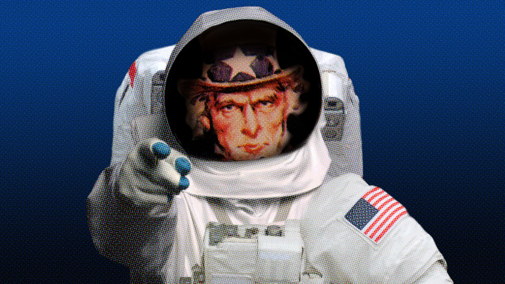 Illustration of Uncle Sam in spacesuit. 