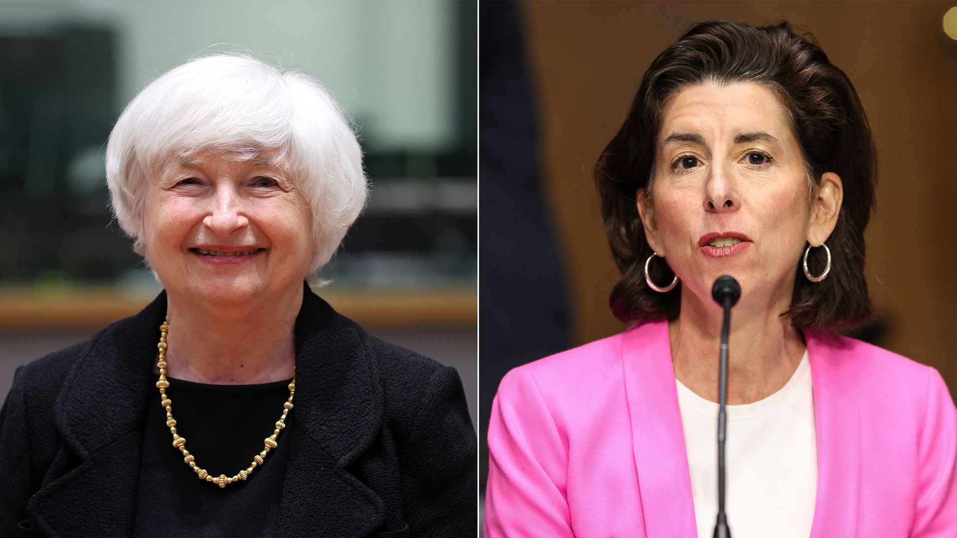 Treasury Secretary Janet Yellen and Commerce Secretary Gina Raimondo are seen in side-by-side images.