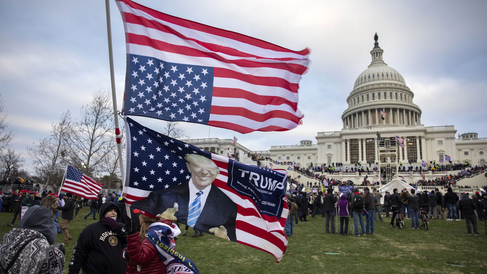 Pro-Trump protesters gather in front of the U.S. Capitol Building on January 6, 2021 in Washington, DC.