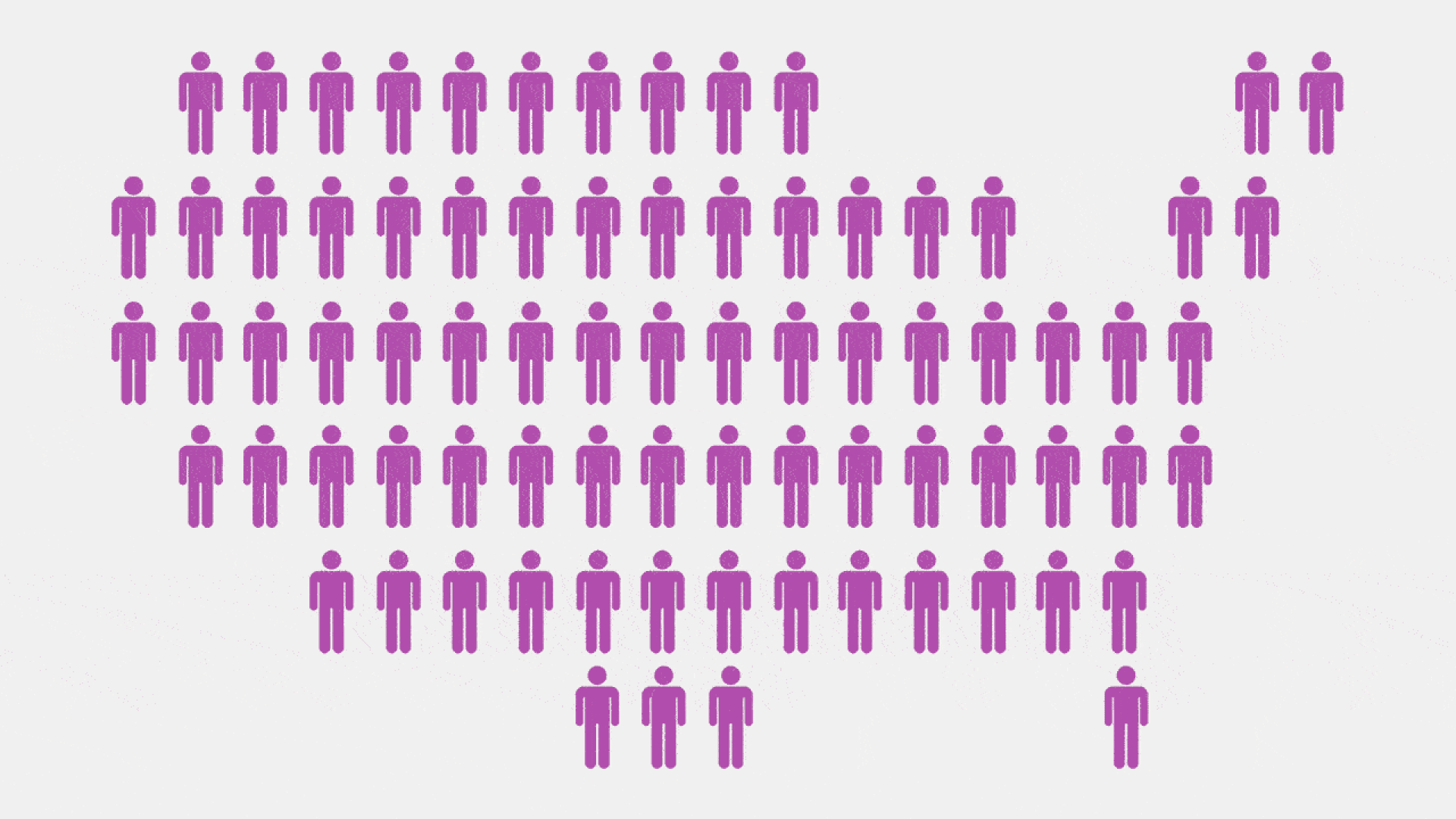 Animated illustration of the U.S. map formed by people icons fading from purple to gray, creating the appearance of a disrupted map