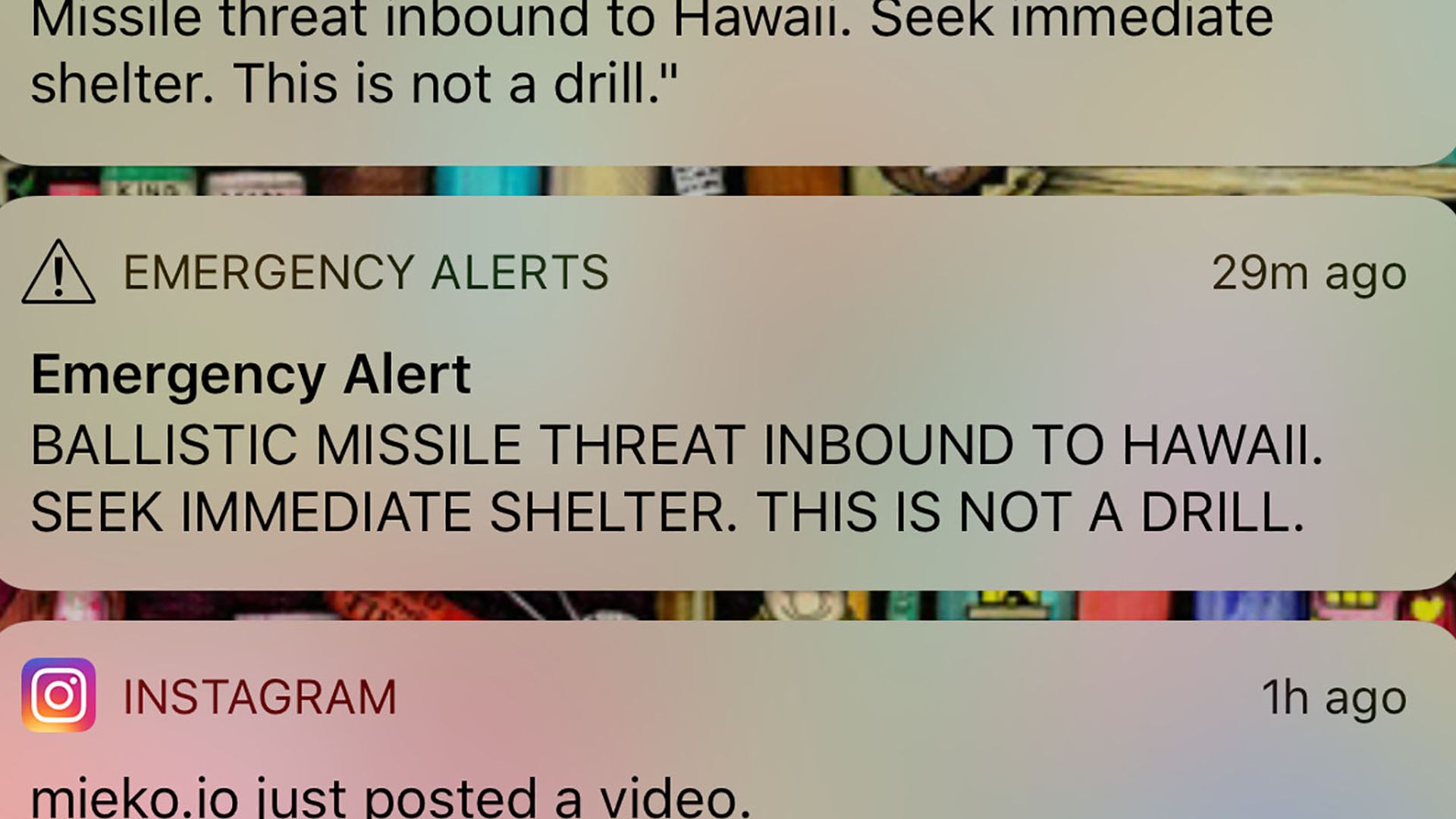 The Hawaii missile alert text message