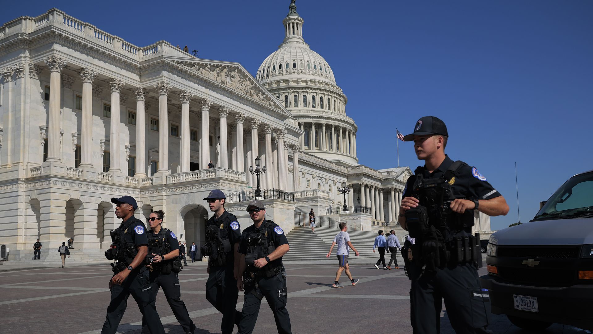 U.S. Capitol Police prepare for a news conference 