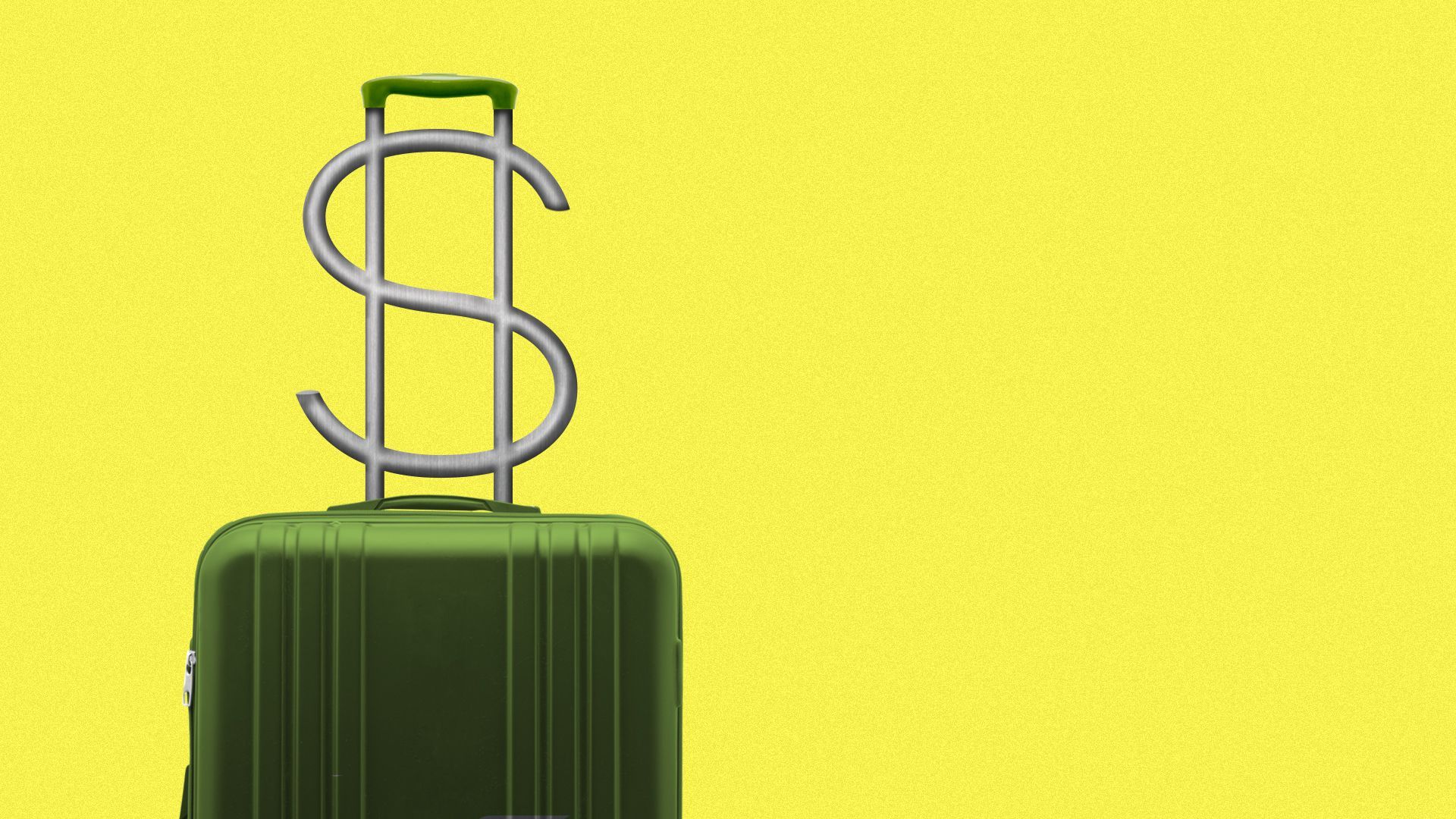 Illustration of a suitcase with arms shaped like a dollar sign