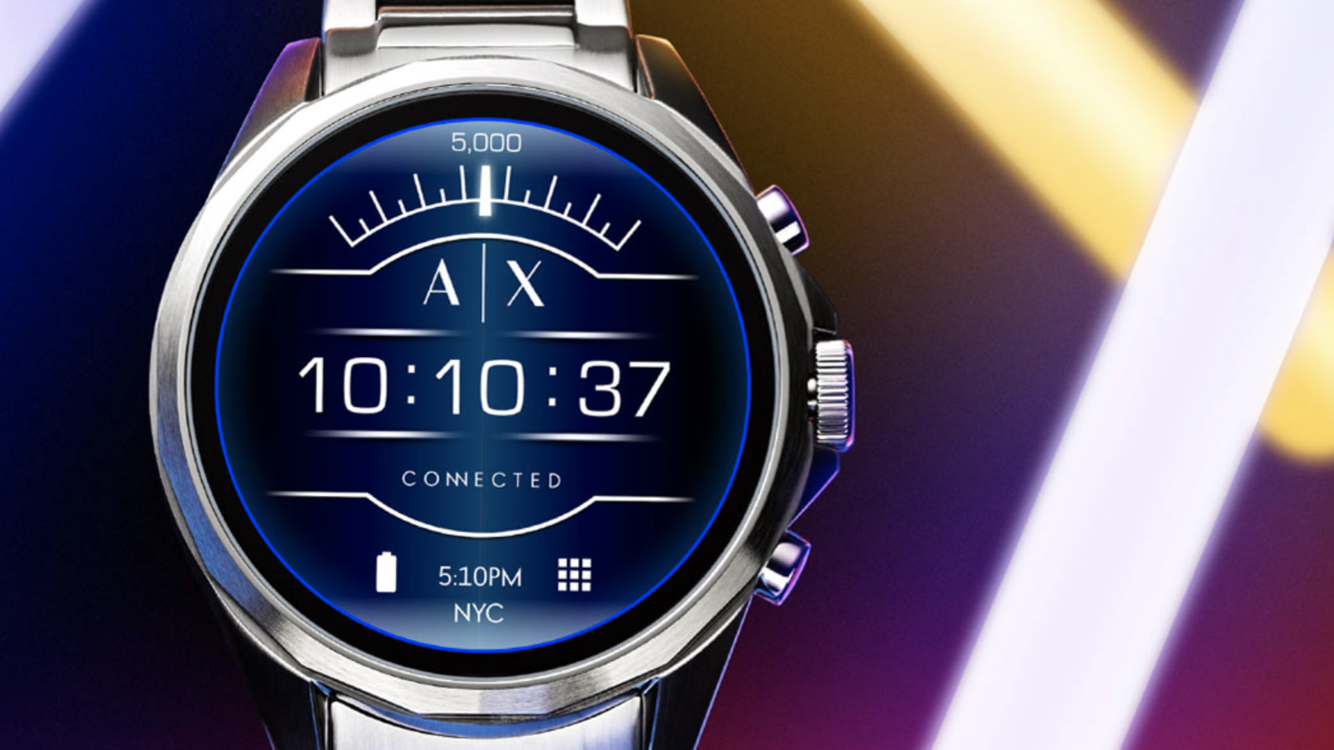 A Fossil-made smartwatch using Google's software and sporting the Armani Exchange brand