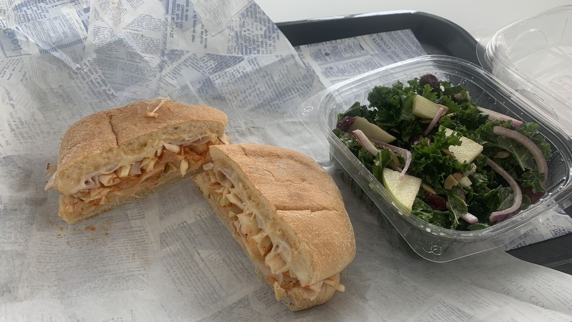 photo of sandwich and salad