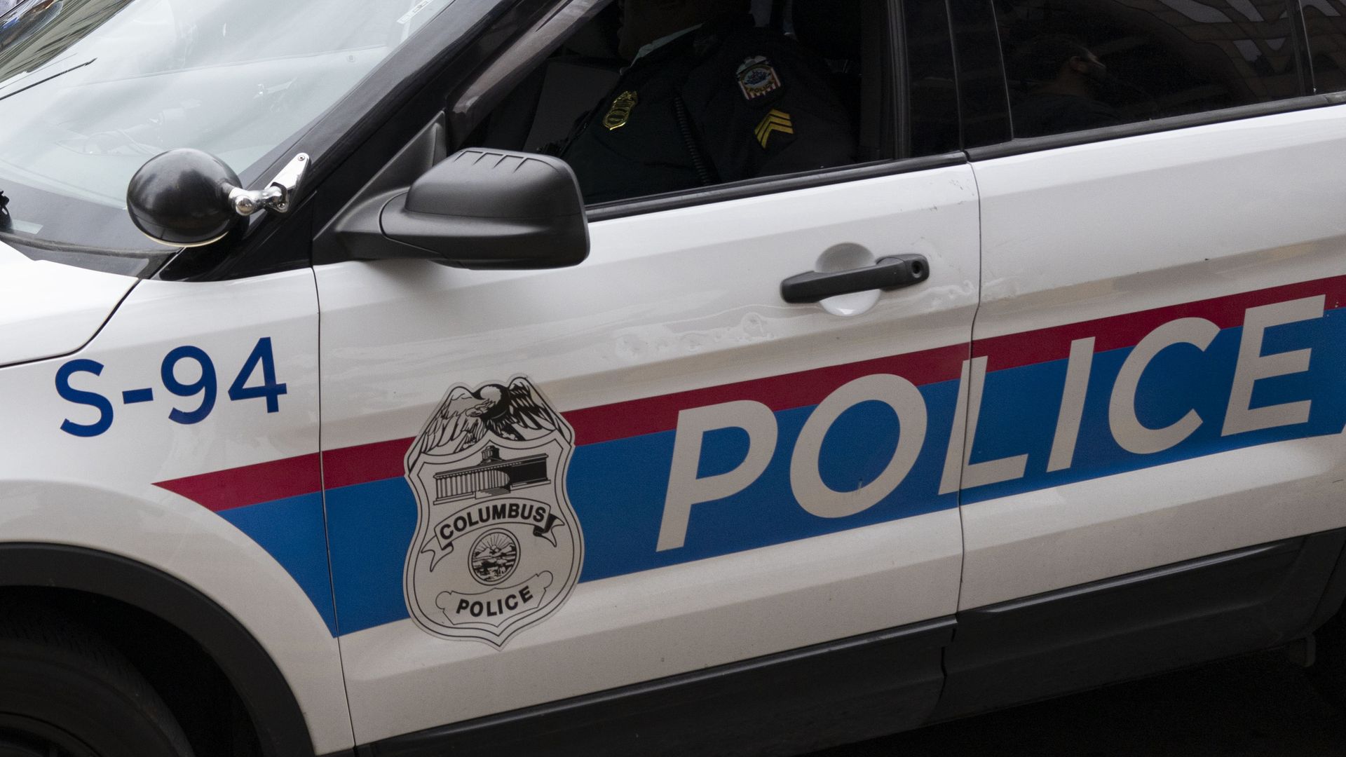 A close-up of a Columbus police cruiser