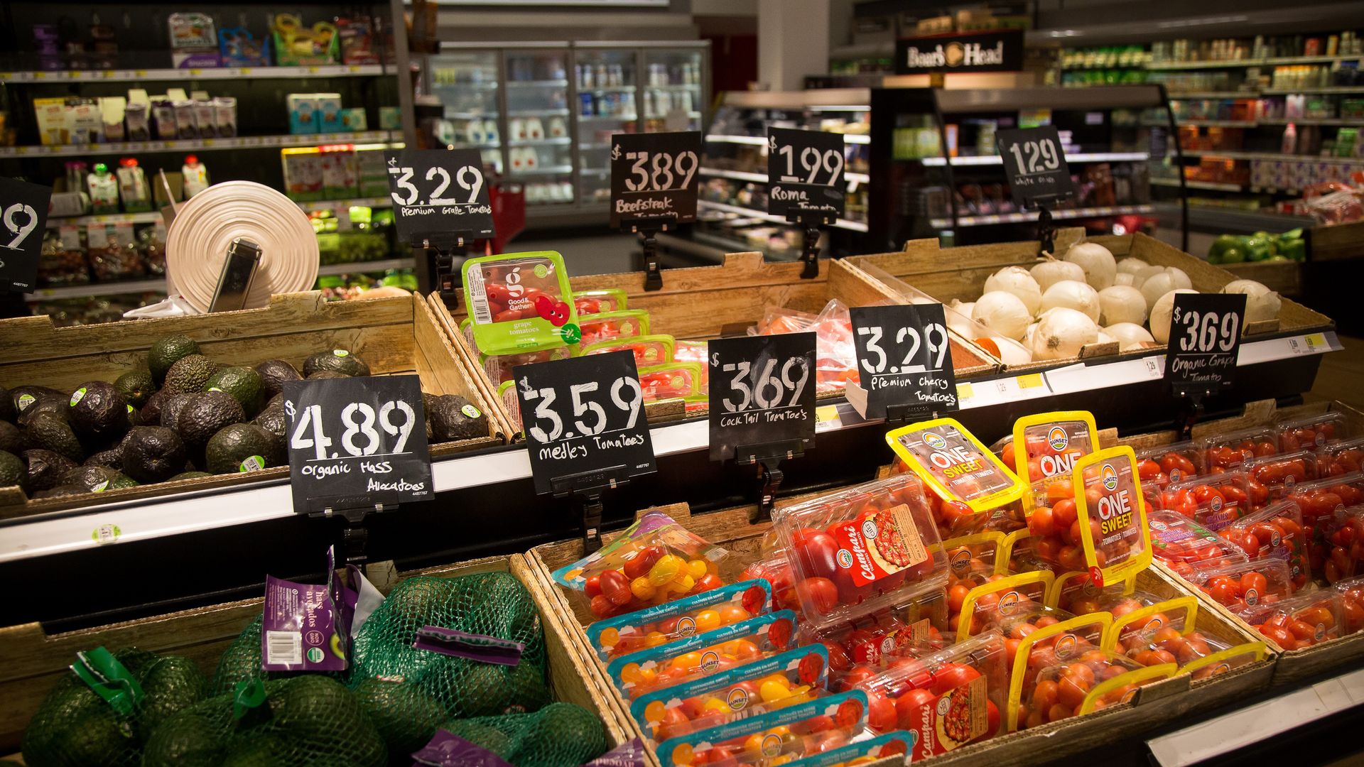 Prices shown at a grocery store