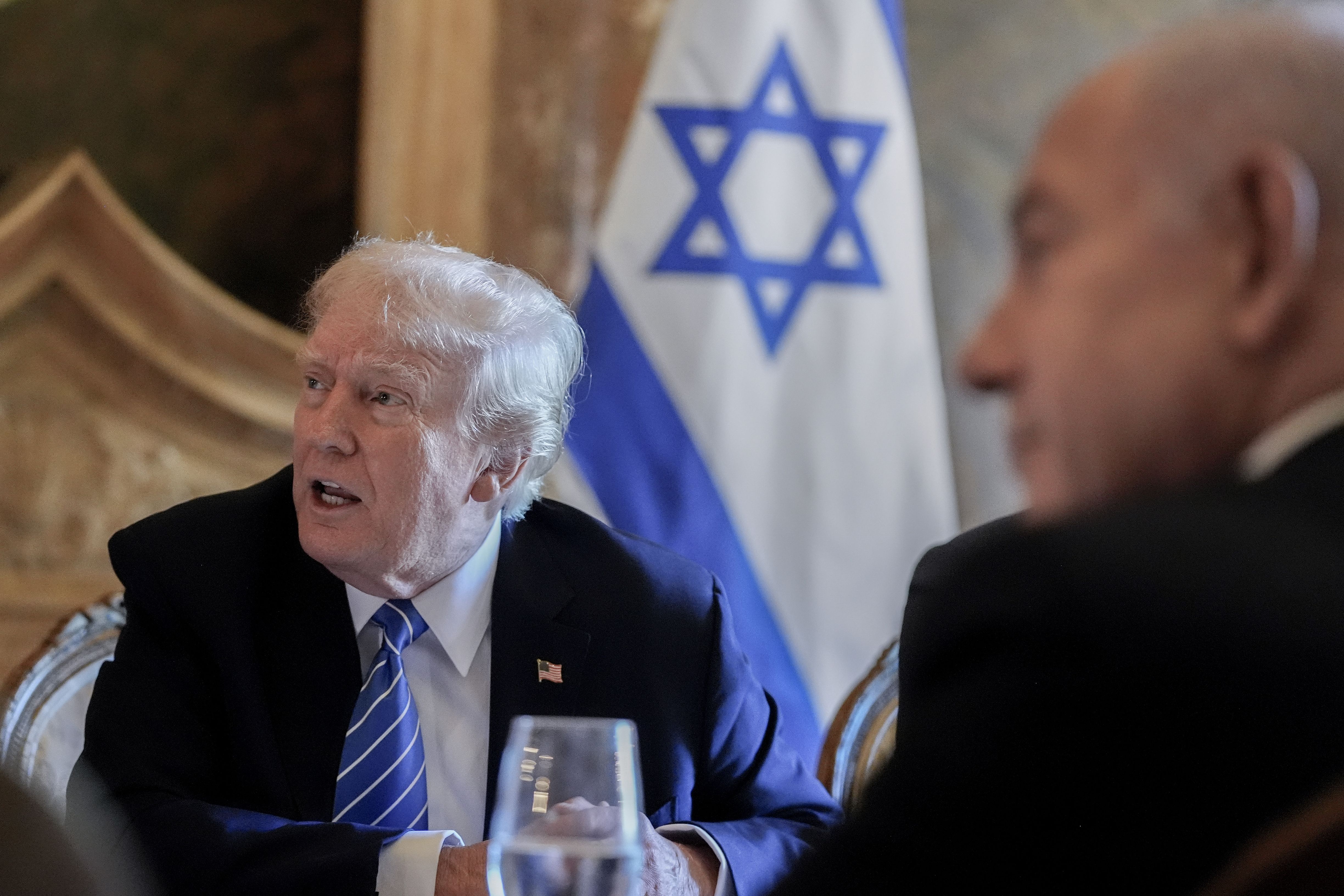 Former President Trump meets with Israeli Prime Minister Benjamin Netanyahu at Mar-a-Lago last month.