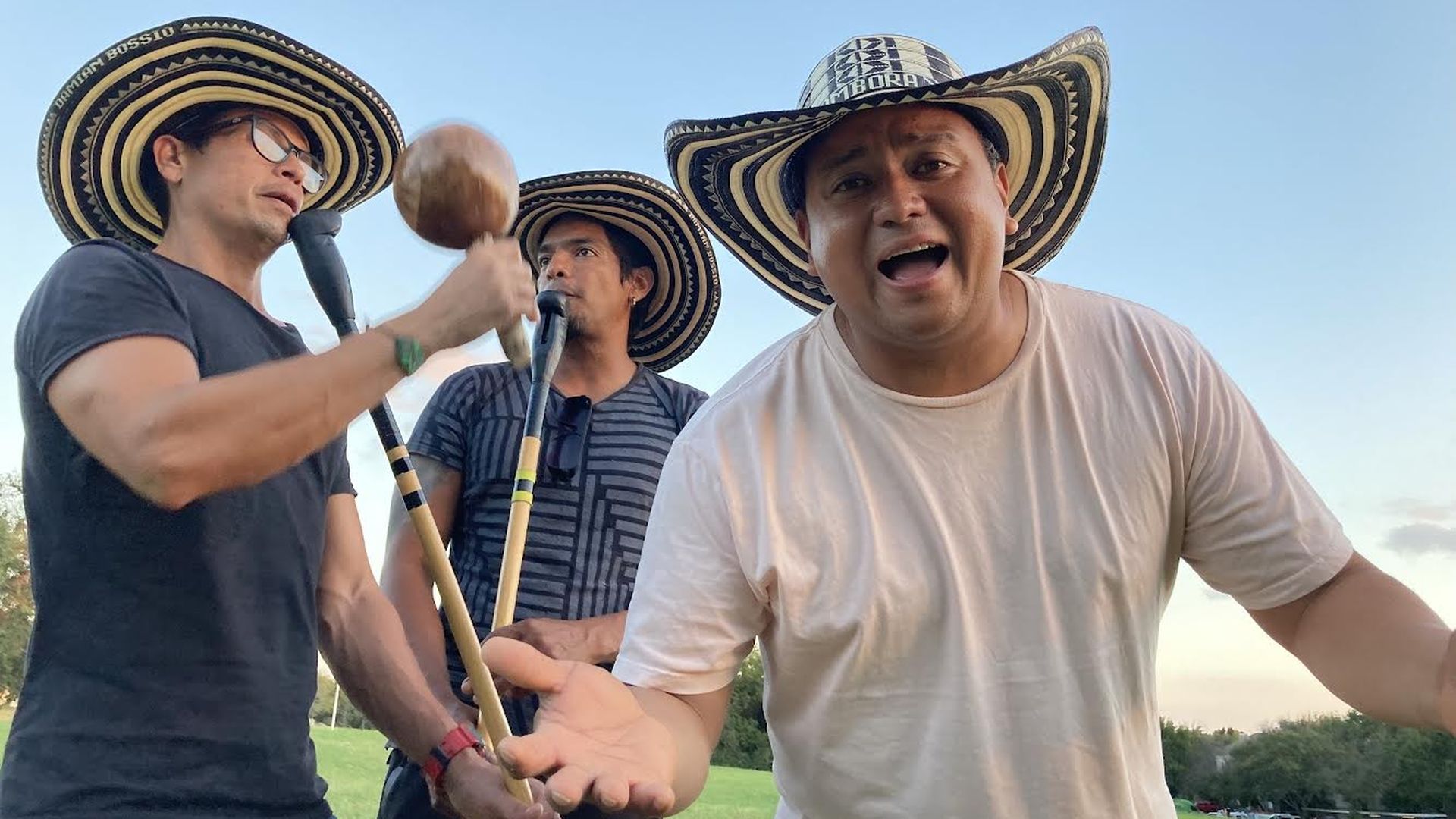 Guys with instruments.