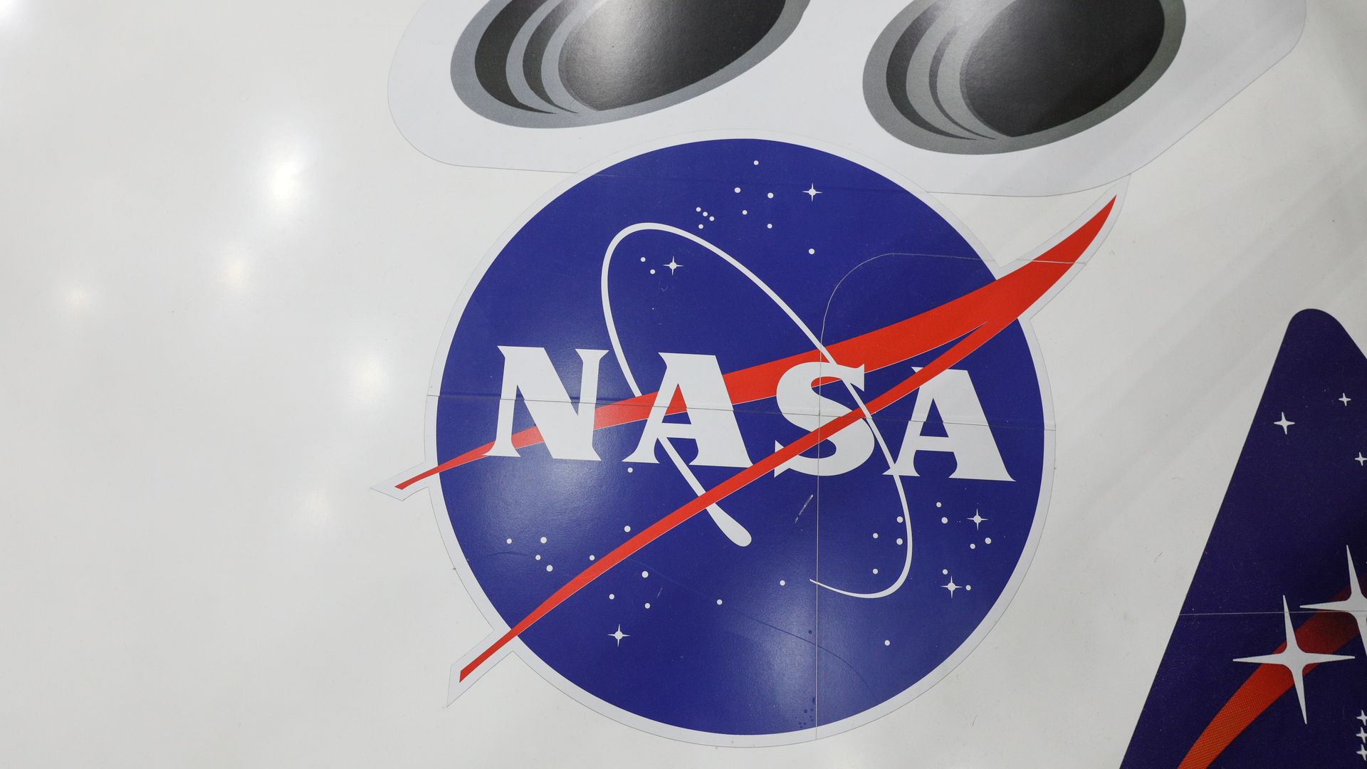 NASA graphic inside the Space Vehicle Mockup Facility at NASA's Johnson Space Center  in Houston, Texas. 