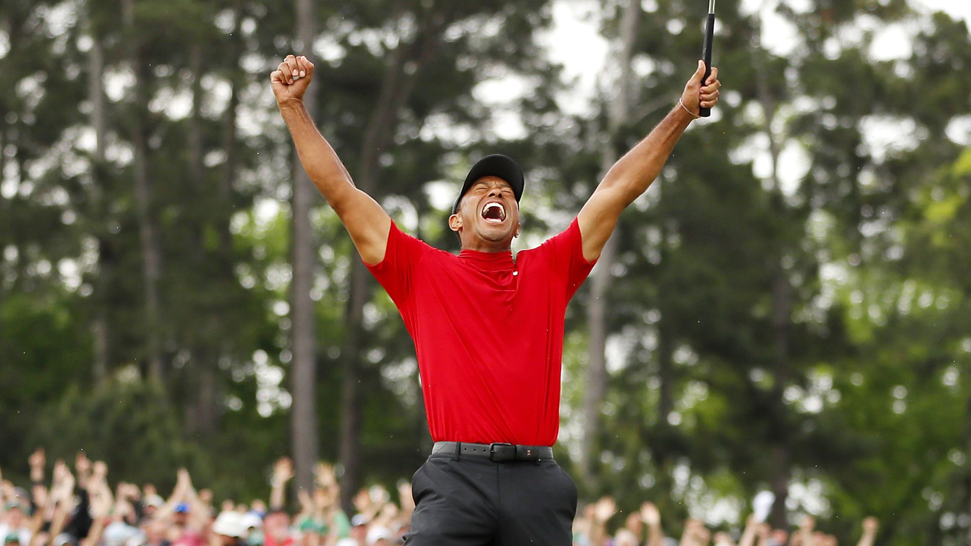 Tiger Woods celebrates his Masters win