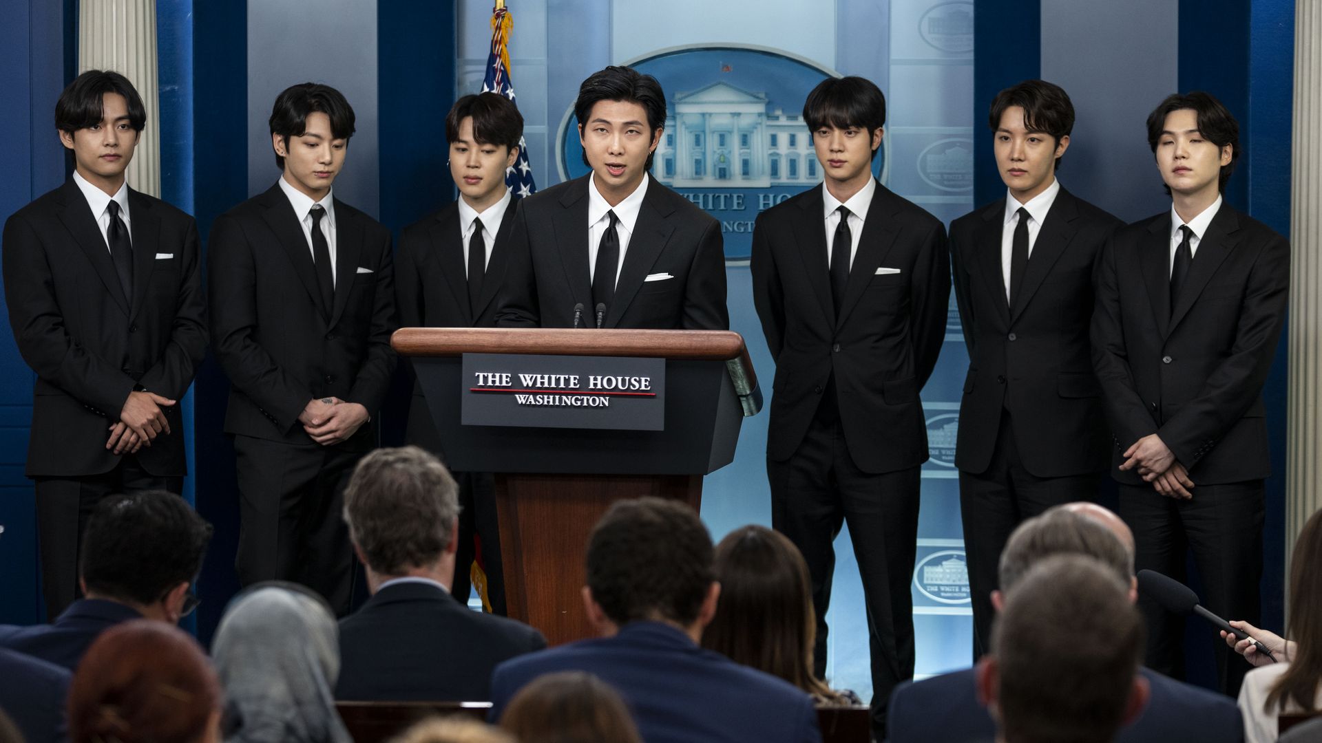 Members of the South Korean pop group BTS 