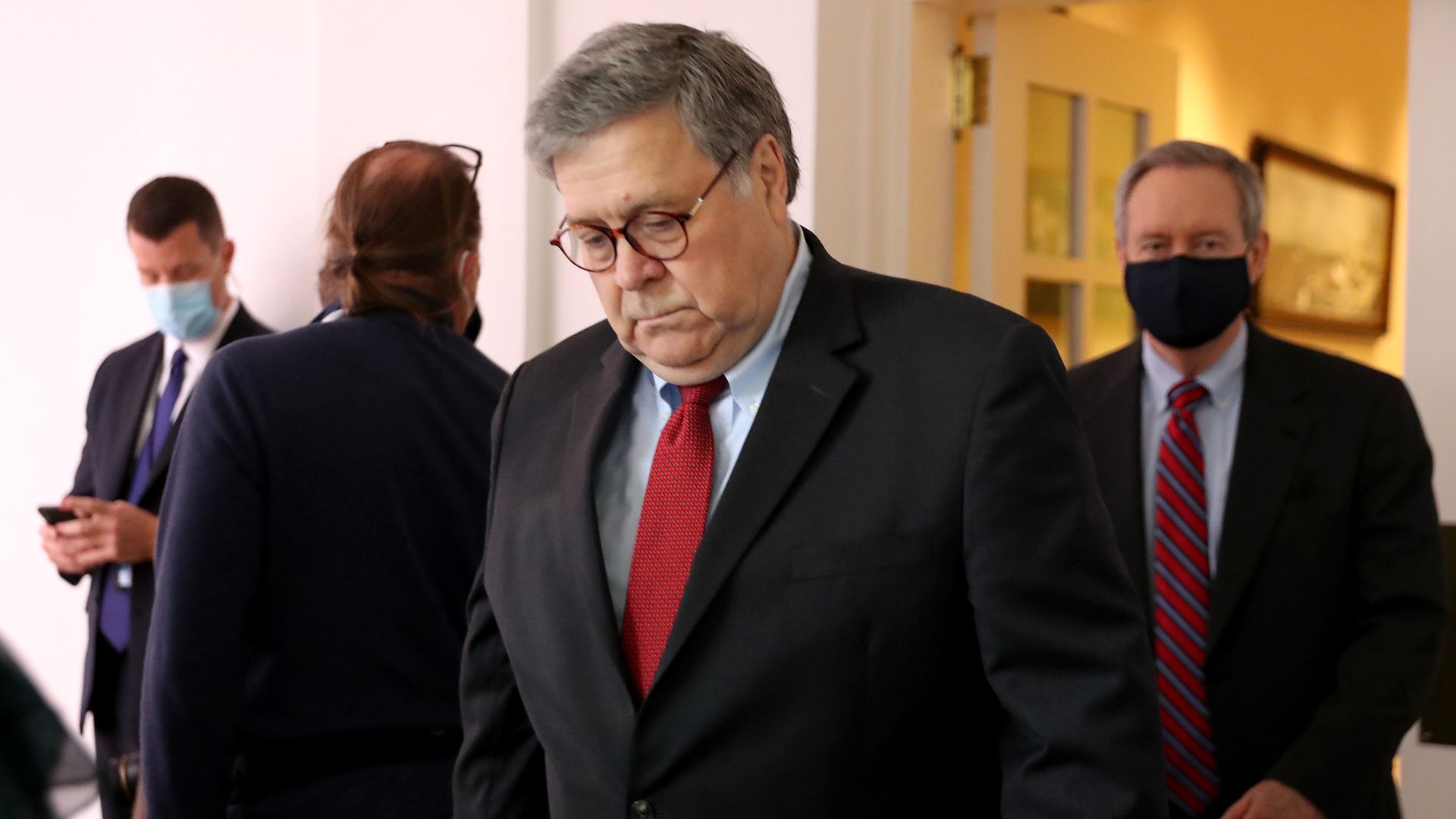 Attorney General Bill Barr arrives at the Rose Garden of the White House