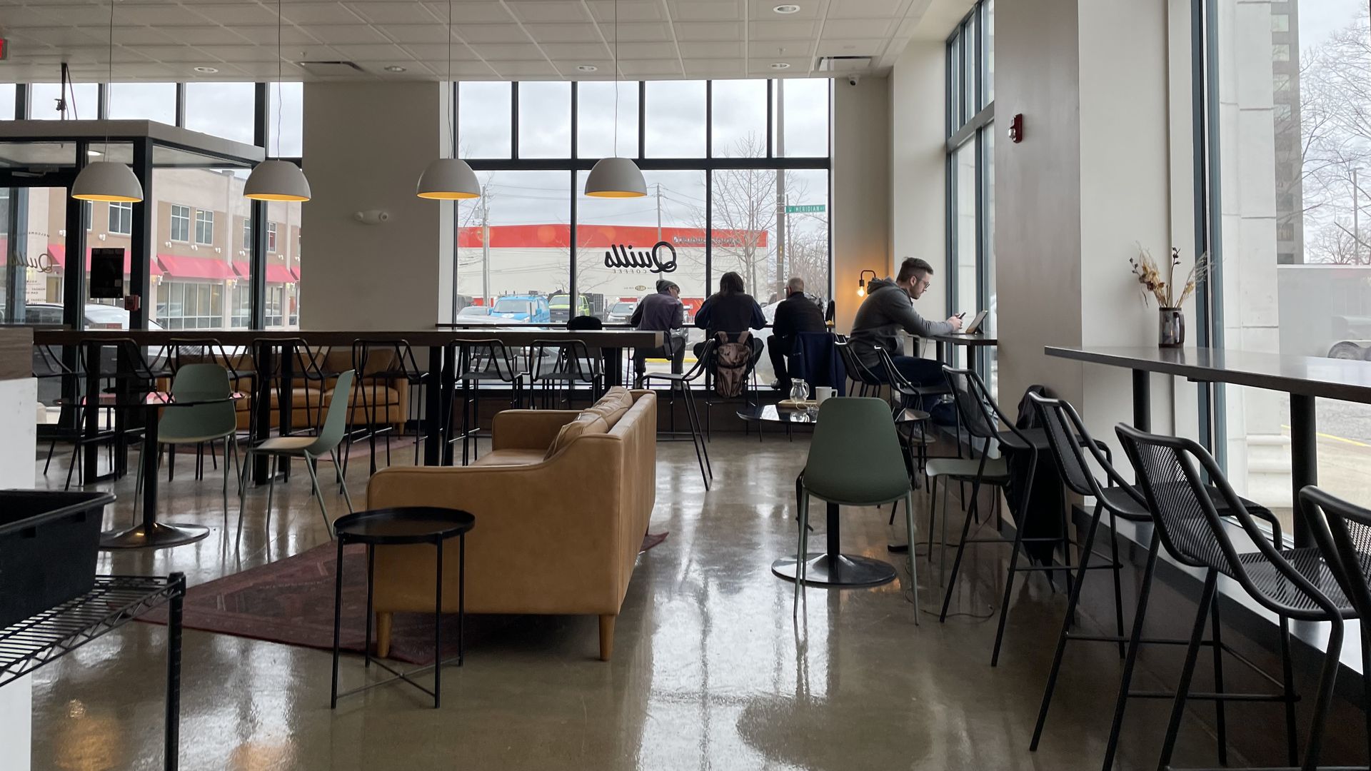 Photo showing the inside of Quills, a downtown Indianapolis coffee shop.