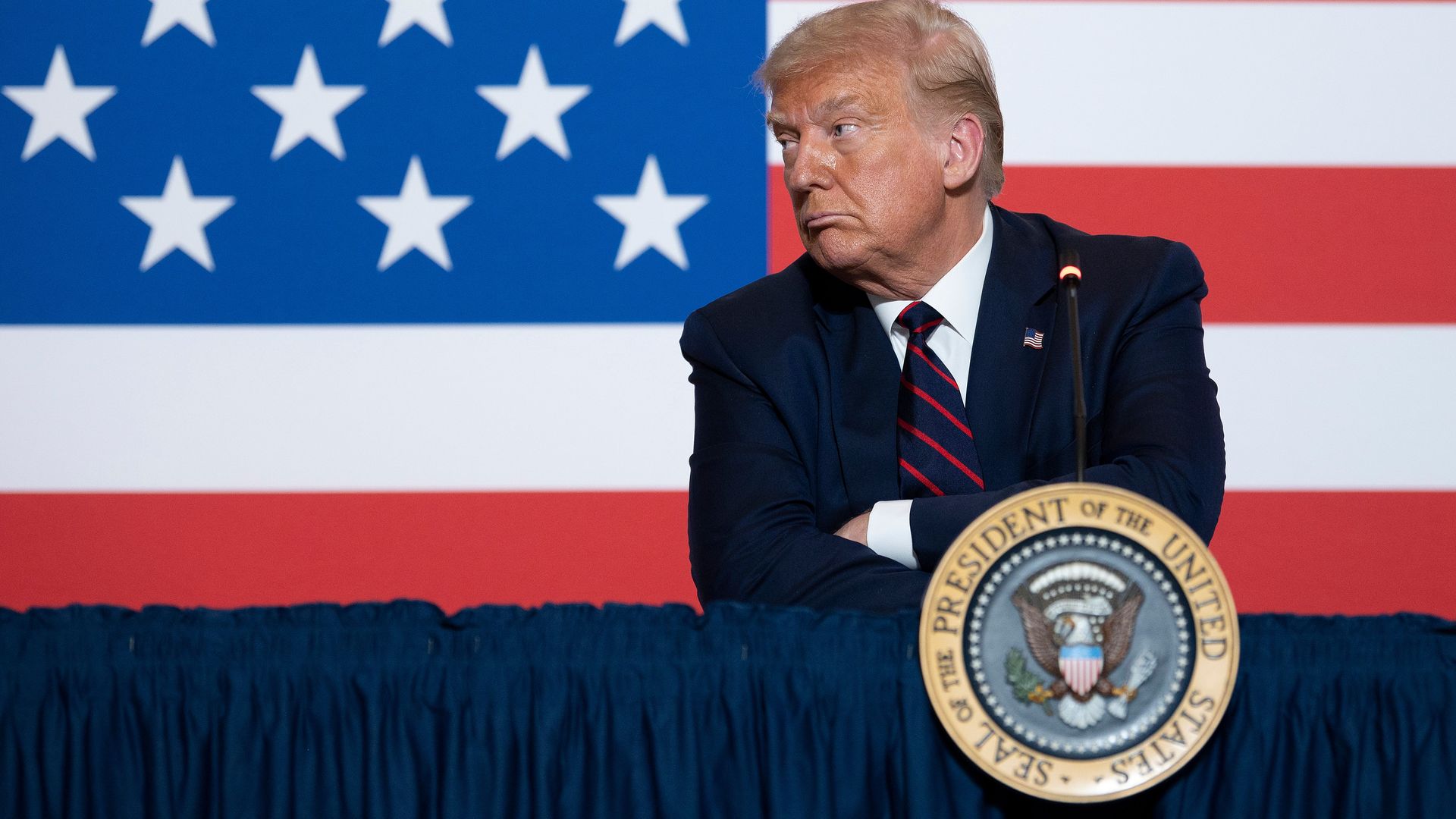 President Trump during a roundtable at the American Red Cross National Headquarters on July 30.
