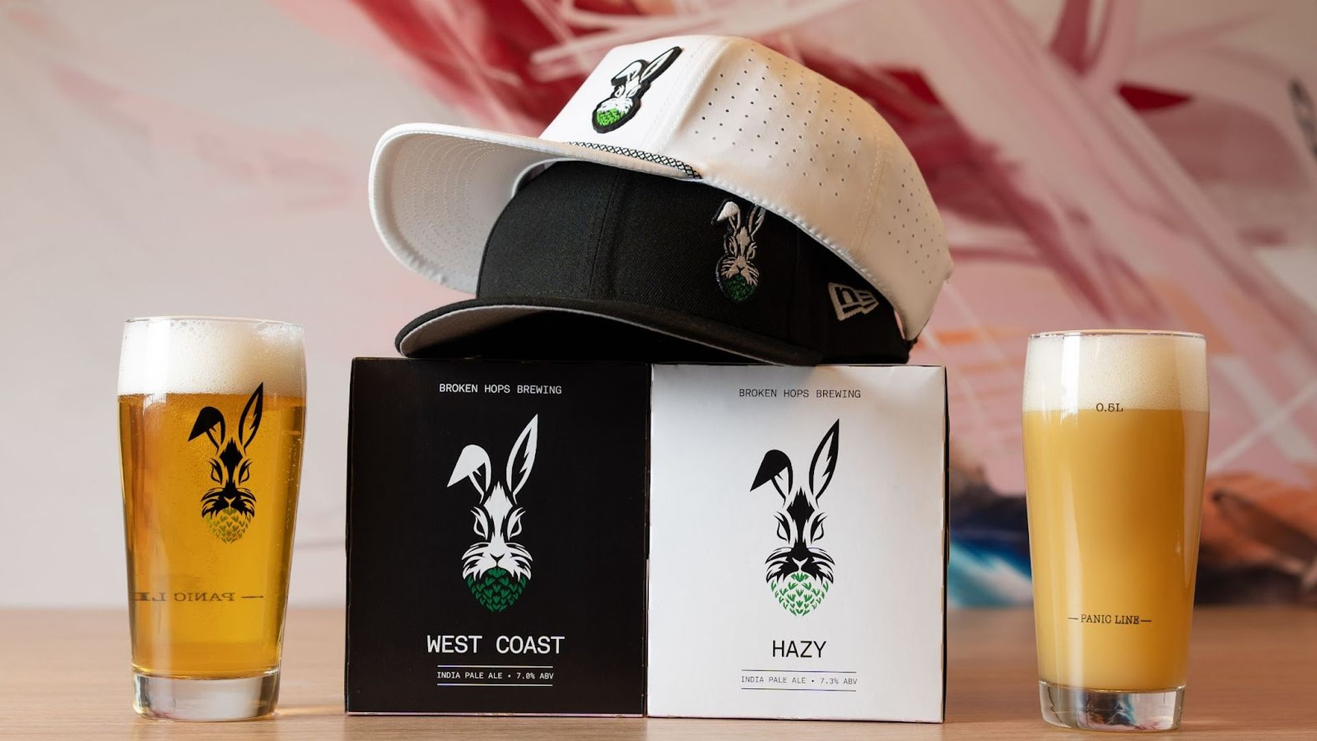 Broken Hops logo with a rabbit eating a hop.