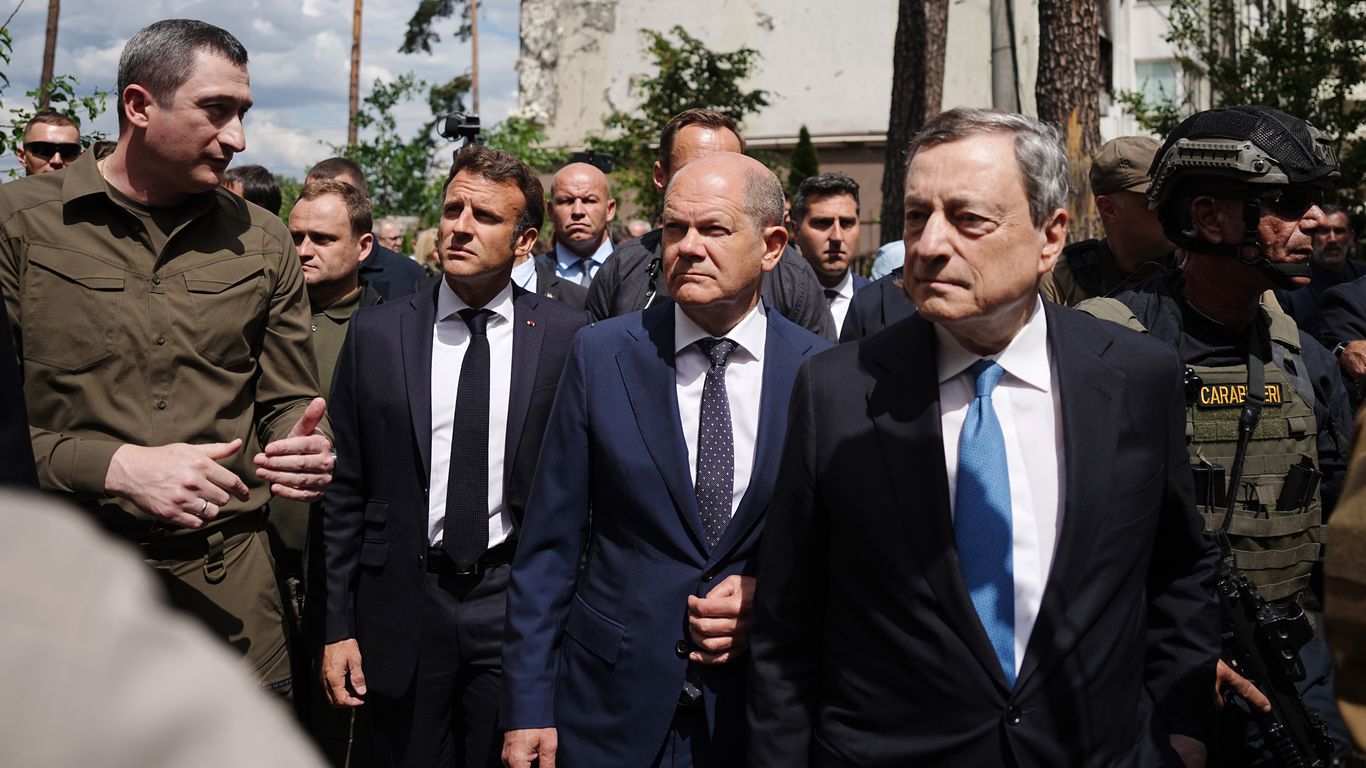 Die Staats- und Regierungschefs Deutschlands, Frankreichs und Italiens billigen die EU-Bewerbung der Ukraine nach einem Treffen mit Selenskyj in Kiew