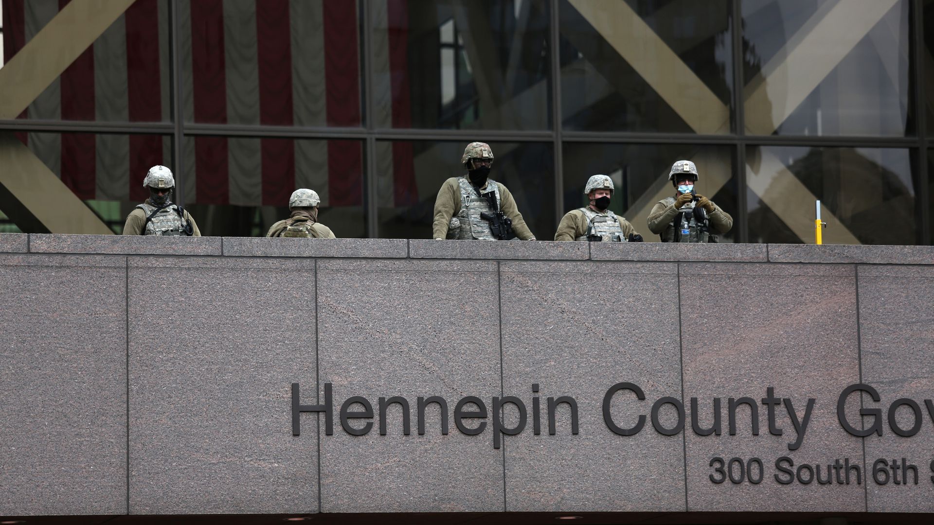 National Guard members at the Hennepin County Government Center