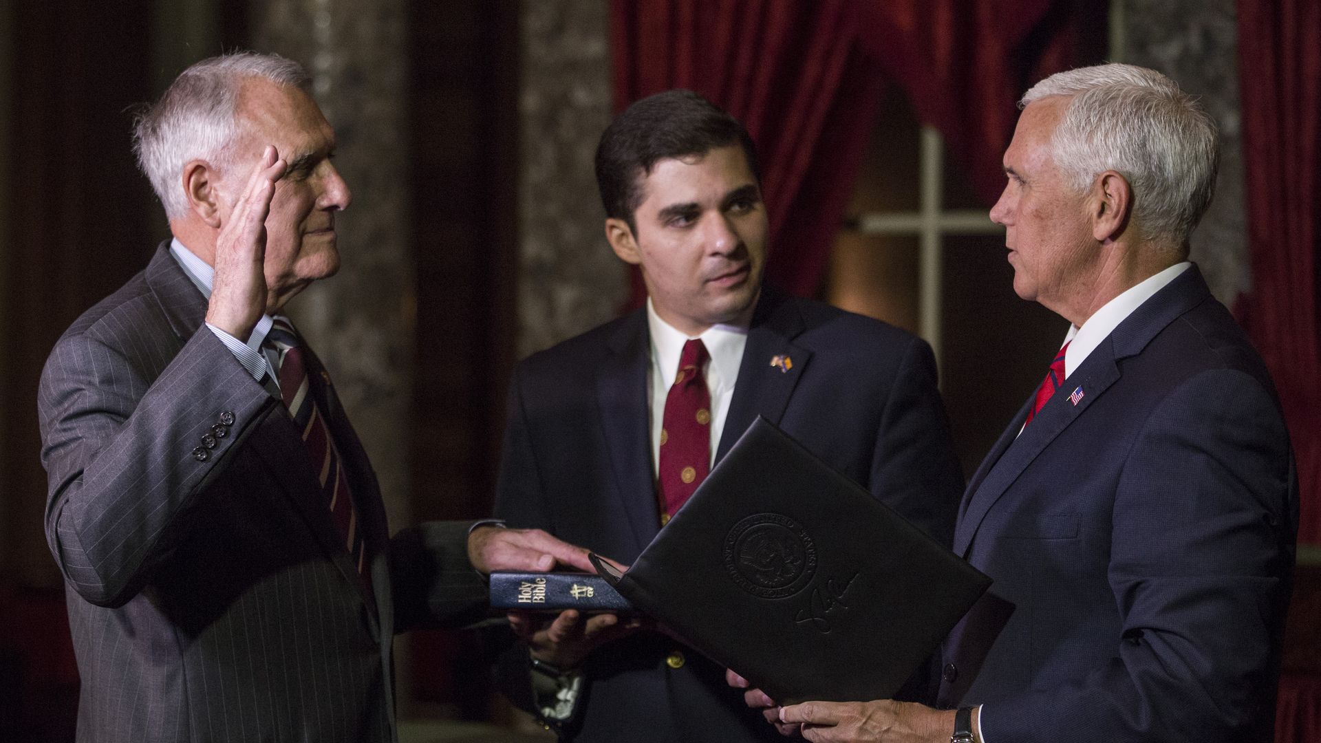 Sen. John Kyl being sworn into office by Mike Pence