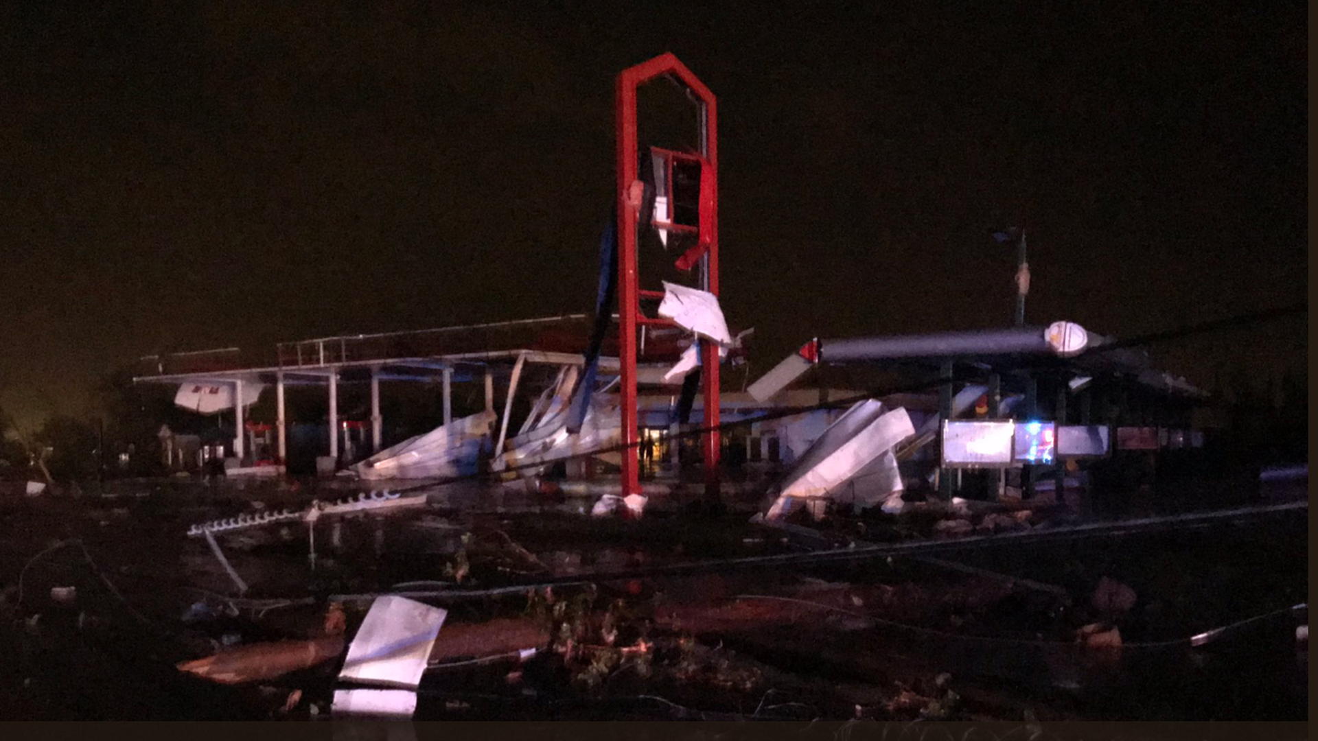 In Jefferson City, the state capital, there is extensive damage along Ellis Boulevard near Highway 54. Power lines are down. 