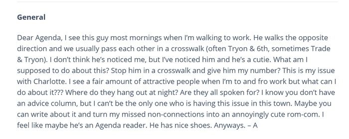 Agenda Missed Connection