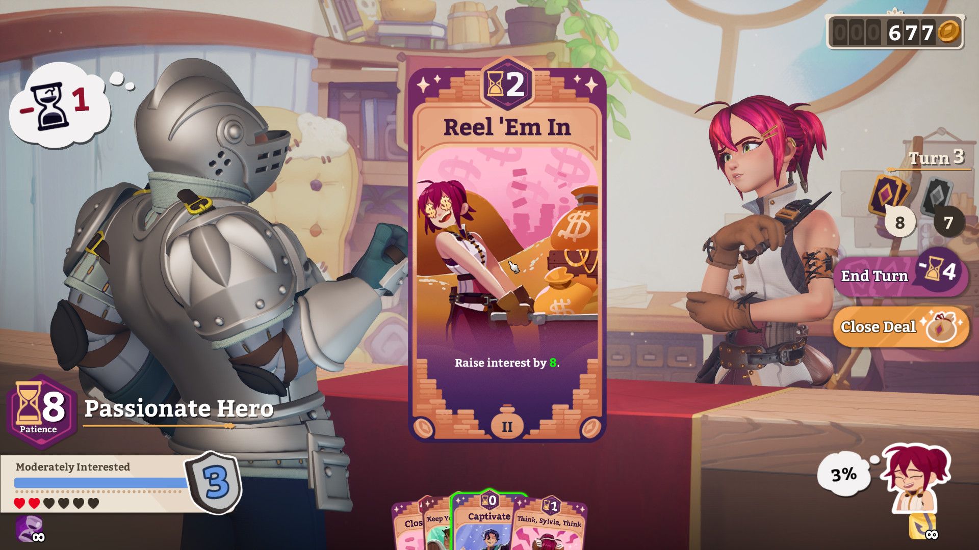 Video game screenshot of a knight in armor shopping for potions