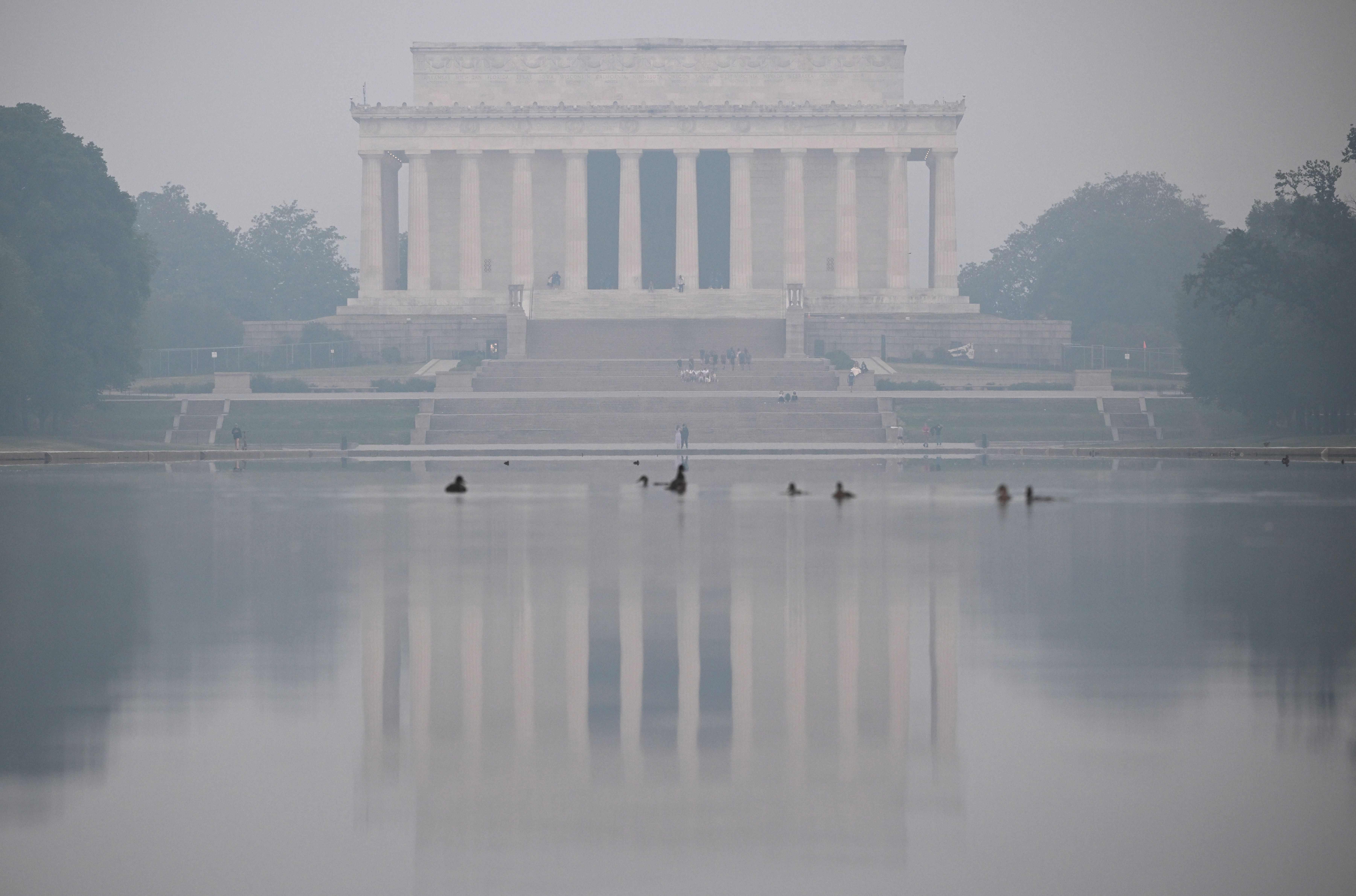 The Lincoln Memorial under a blanket of haze in Washington, D.C., on June 8.