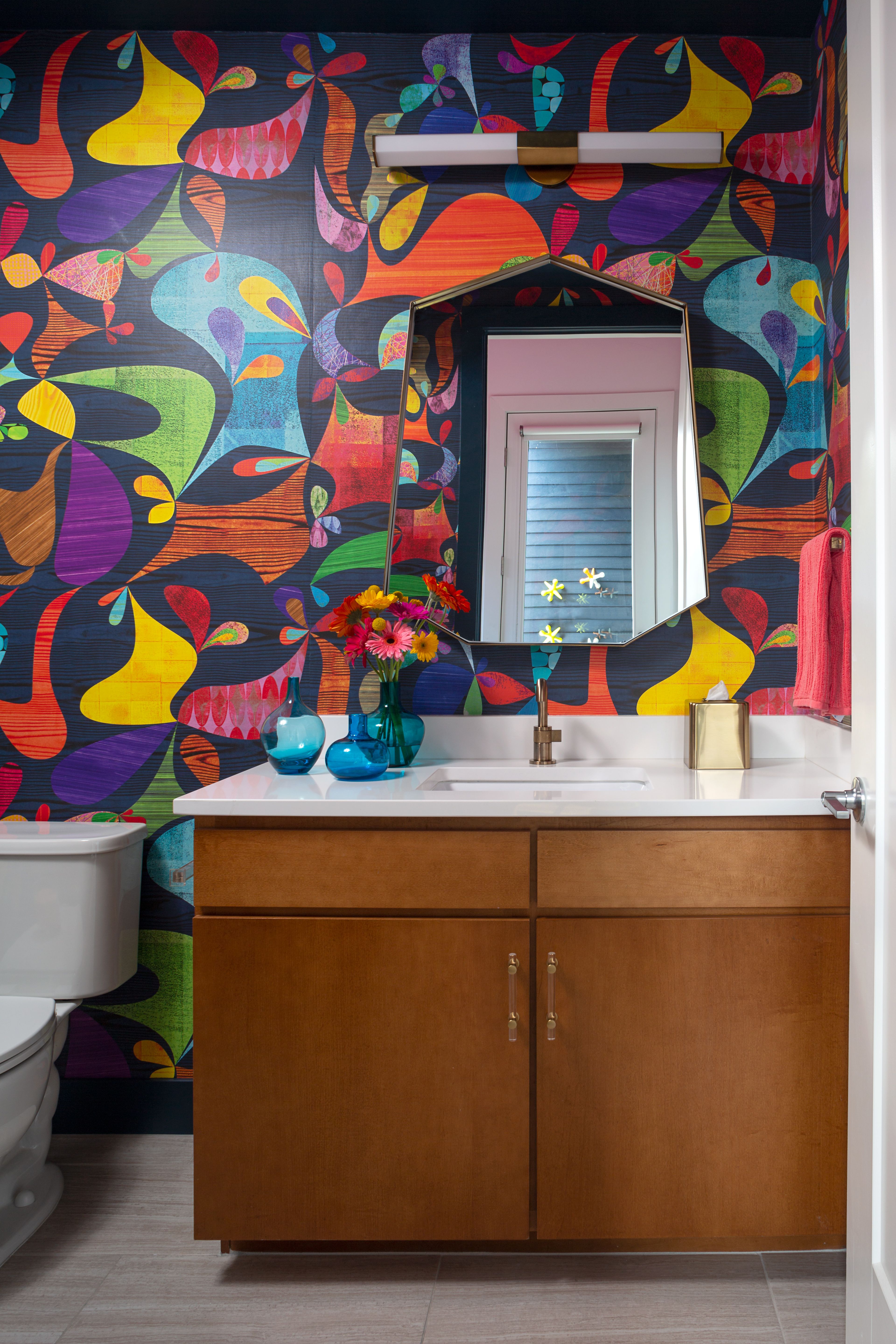colorful bathroom wallpaper