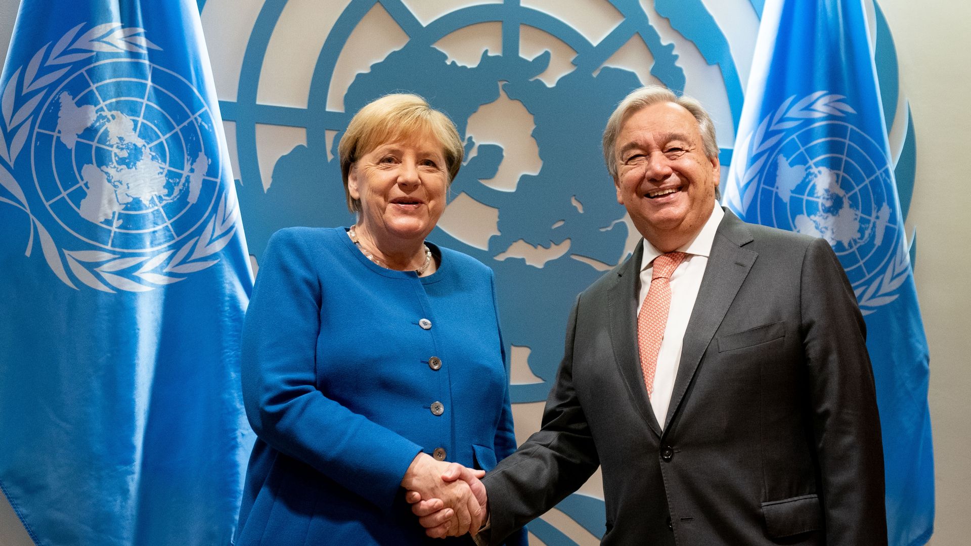 Chancellor Angela Merkel and UN Secretary-General Antonio Guterres.