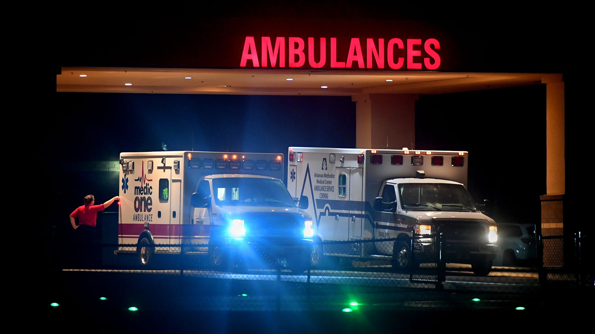 2 parked ambulances