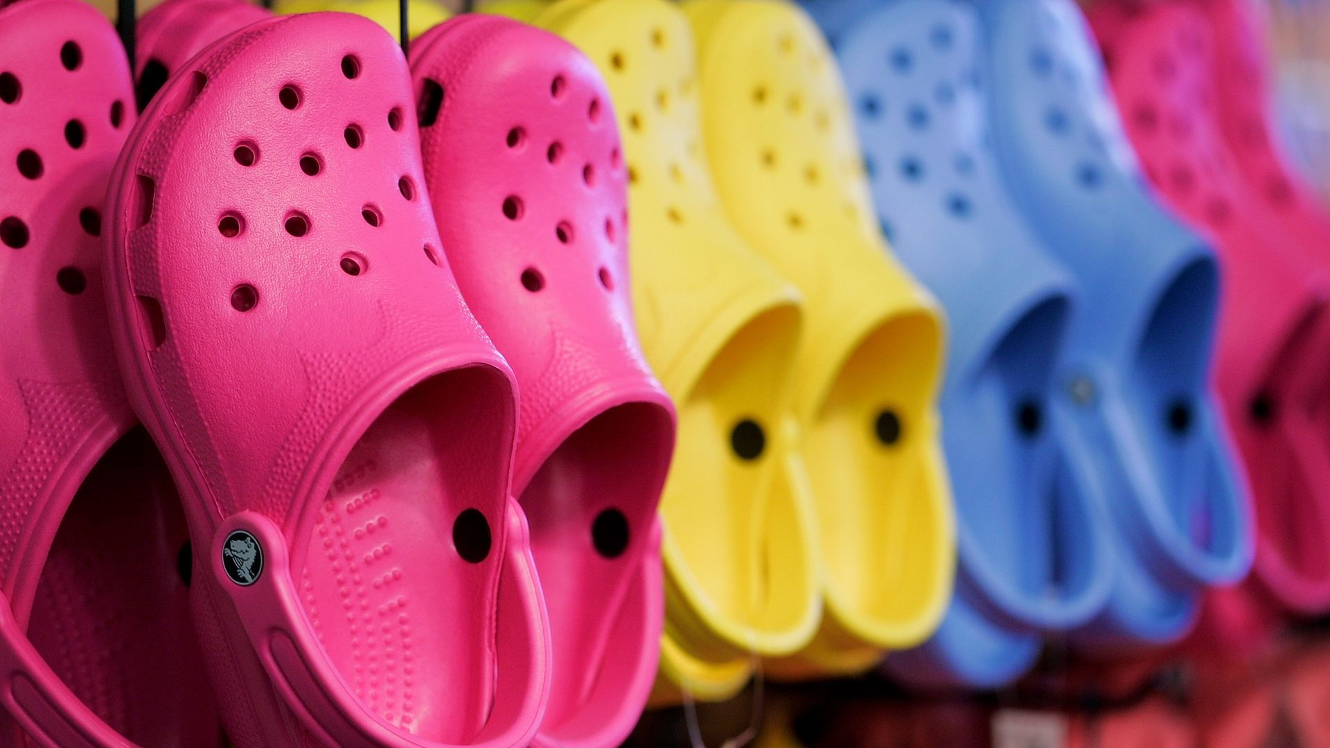Crocs shoes at a store.