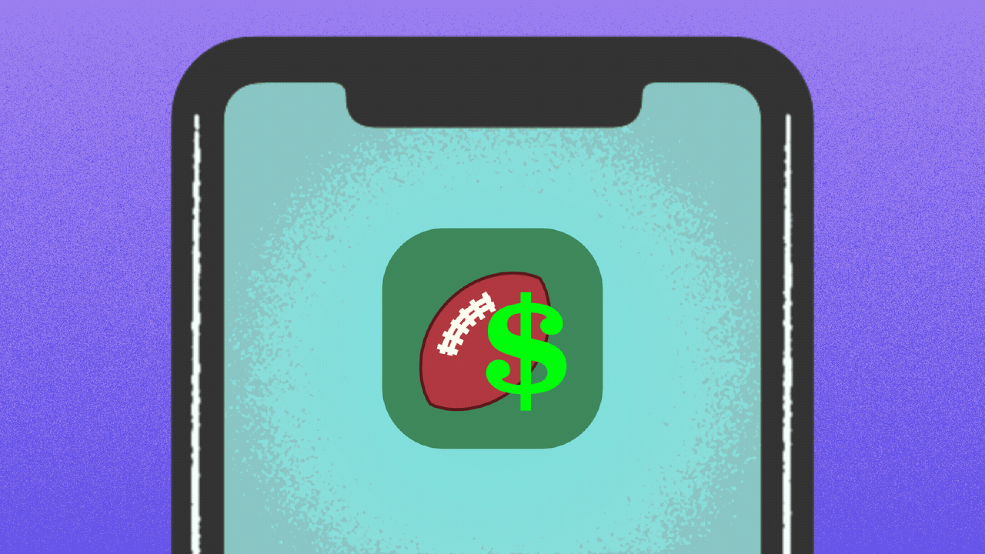 Animated illustration of a sports betting app on a phone starting to shake, and a delete button popping up in the top right corner.