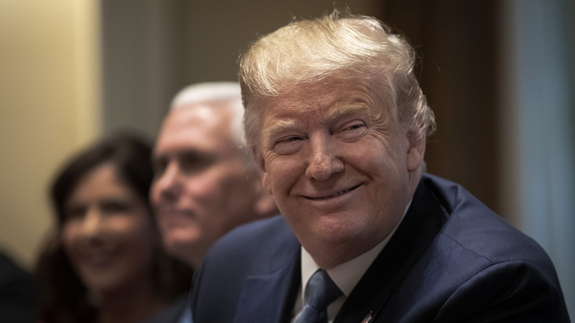President Donald Trump listens during a meeting on December 16, 2019 in Washington, DC.