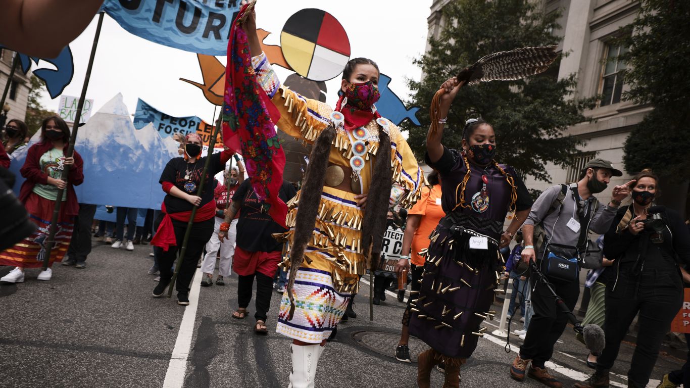 In photos: Indigenous Peoples Day celebrations highlight climate change, Indigenous lands - Axios