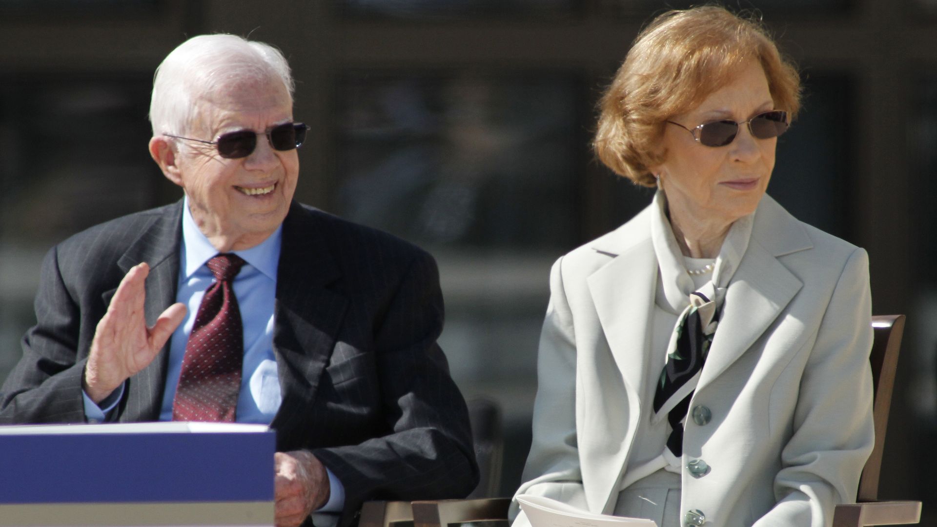 A photo of former president Jimmy Carter and Rosalynn Carter in 2013 in Dallas