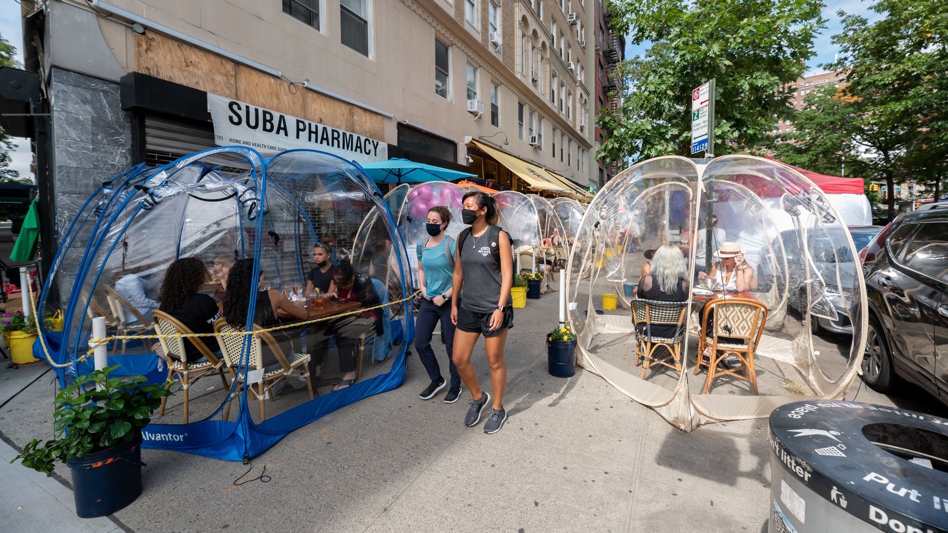 Outdoor dining in bubble-like tents in New York City amid COVID-19 restrictions