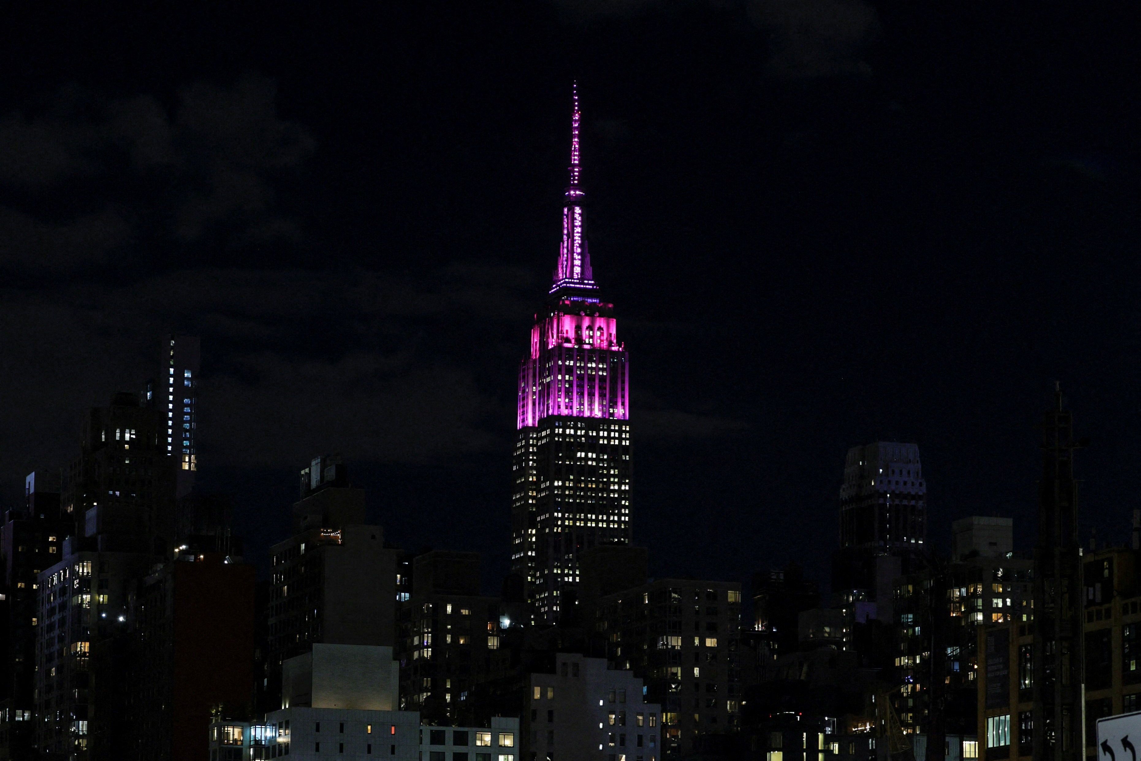 Pink top of Empire State Building