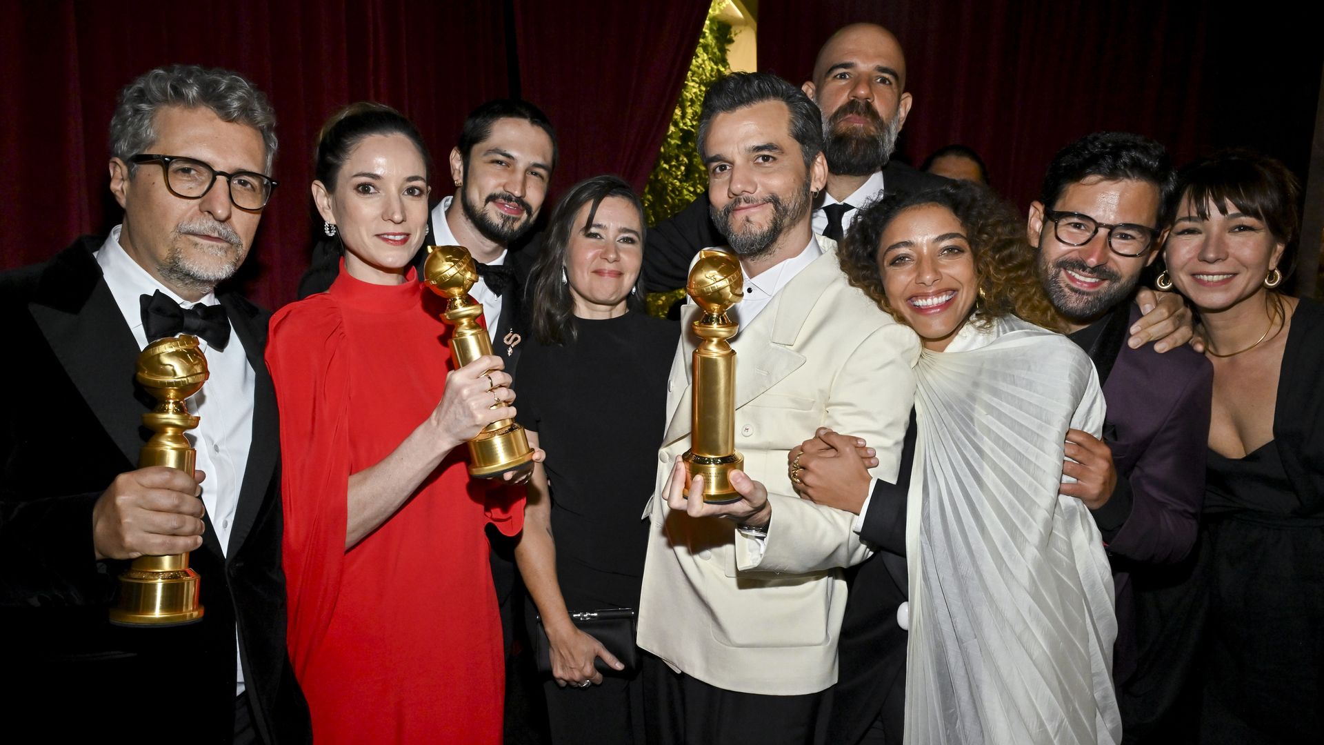 The cast and crew of "The Secret Agent" after the Golden Globes