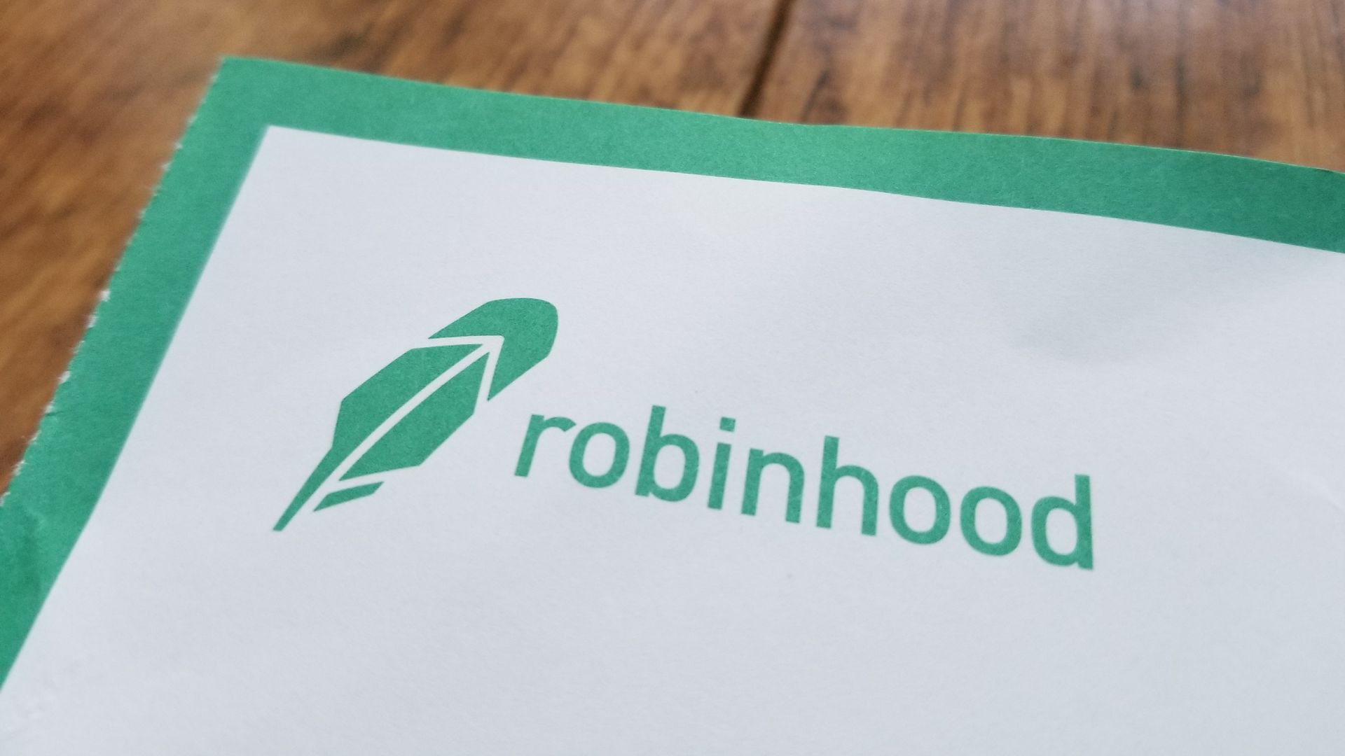 A close-up of Robinhood's logo