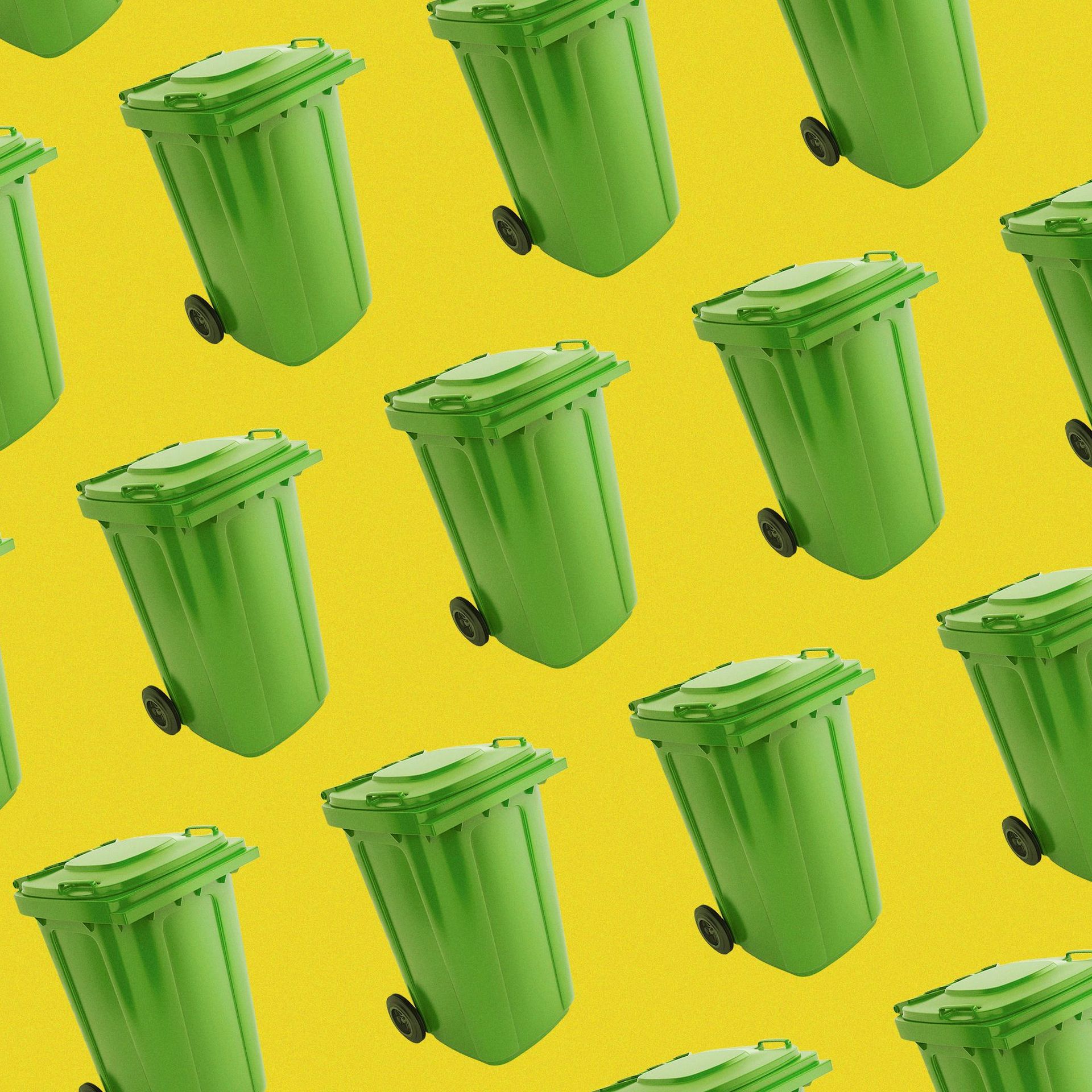Illustration of a pattern of trash cans.
