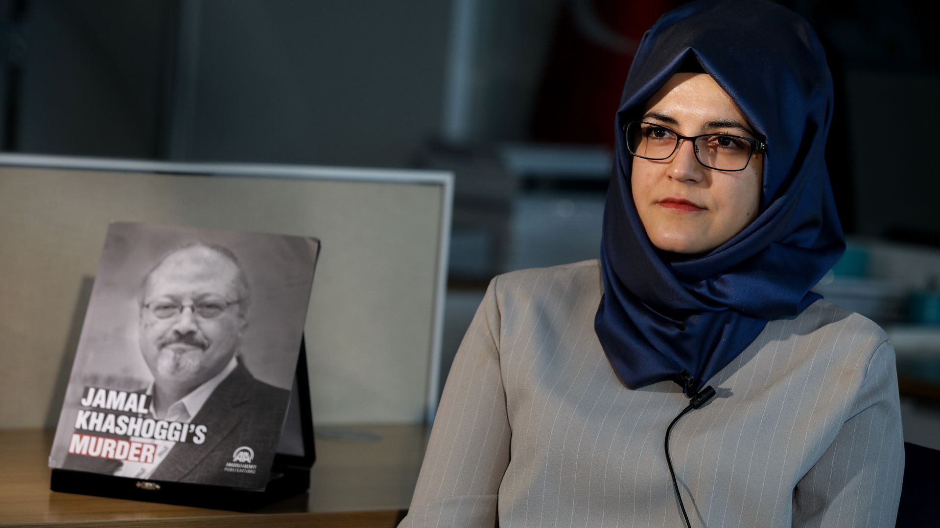 The fiancee of murdered Saudi Arabian journalist Jamal Khashoggi, Hatice Cengiz speaks during an exclusive interview in Washington