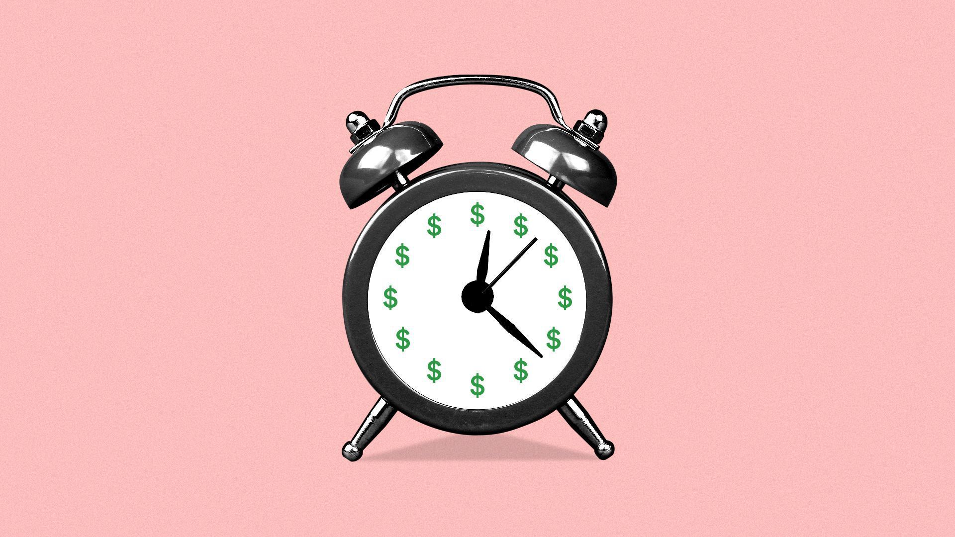 Illustration of a money alarm clock.