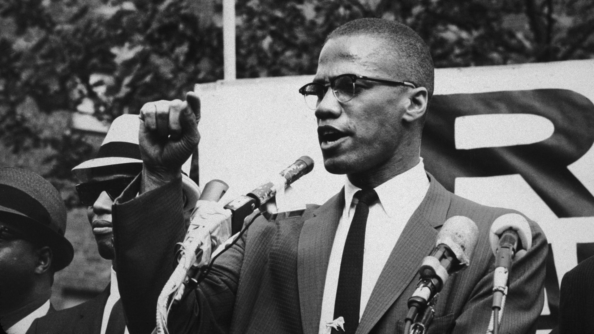 Malcolm X at a rally, 1963.
